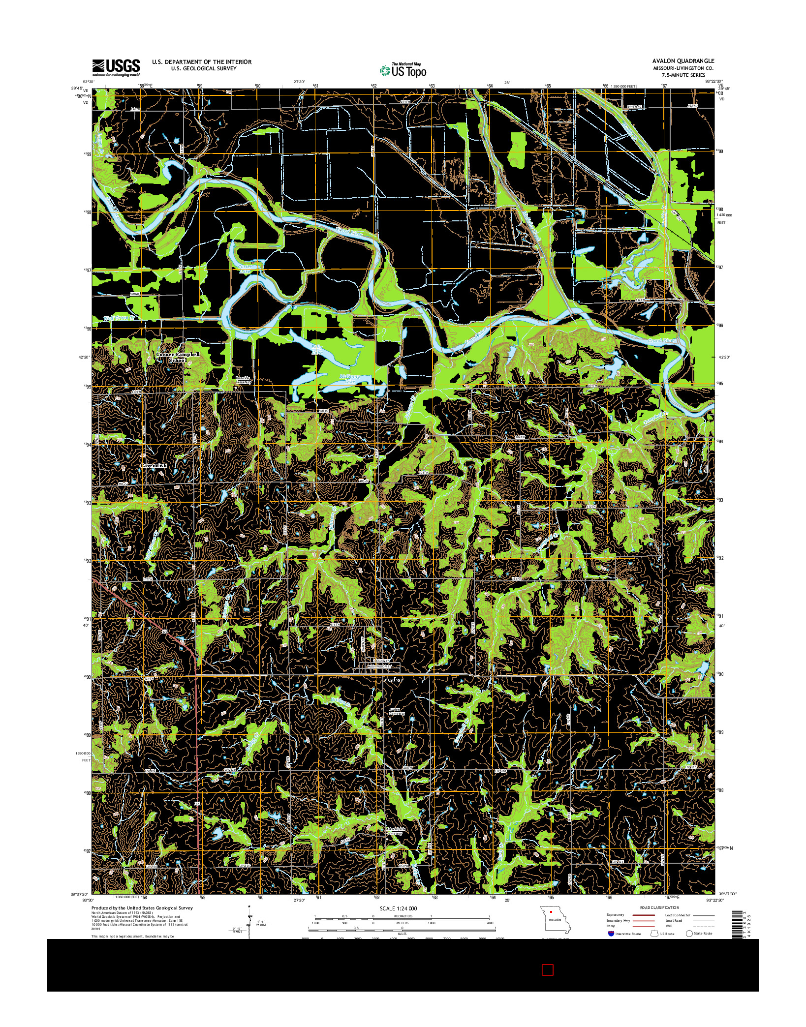 USGS US TOPO 7.5-MINUTE MAP FOR AVALON, MO 2015