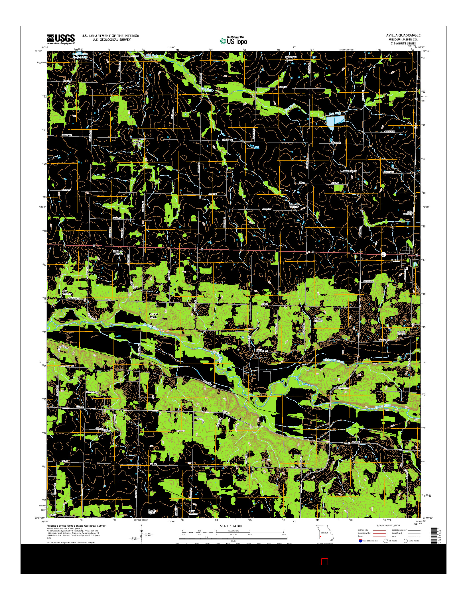 USGS US TOPO 7.5-MINUTE MAP FOR AVILLA, MO 2015