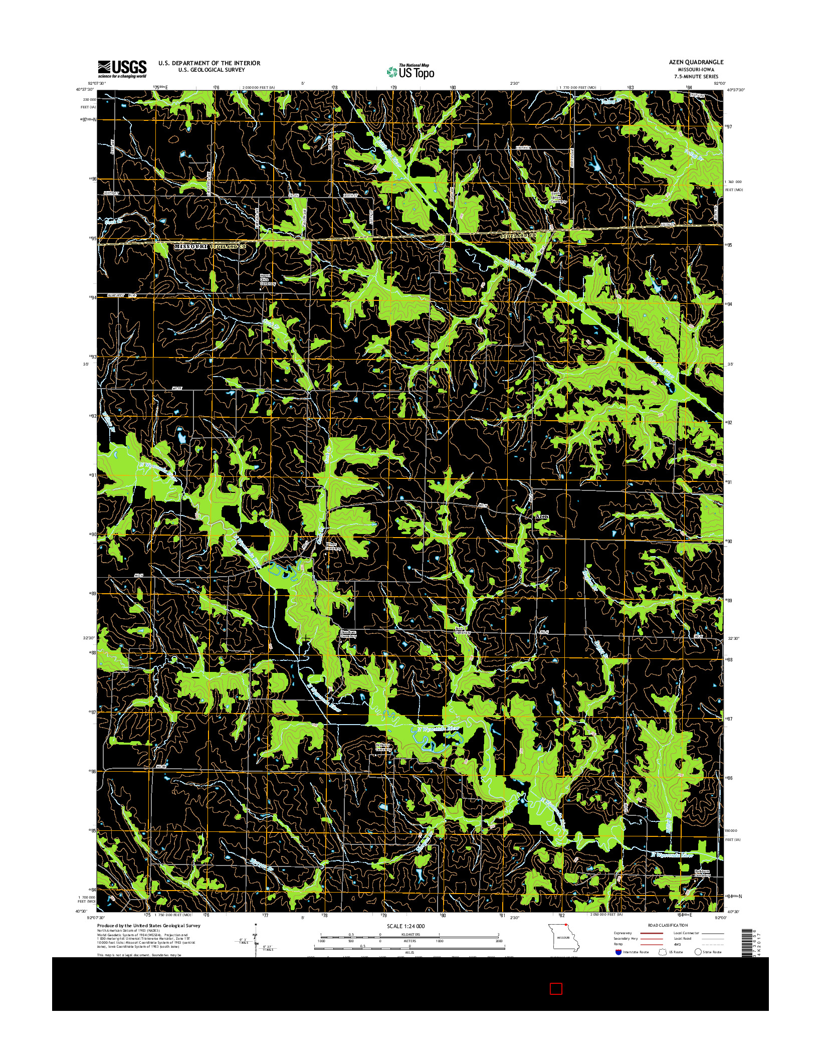 USGS US TOPO 7.5-MINUTE MAP FOR AZEN, MO-IA 2015