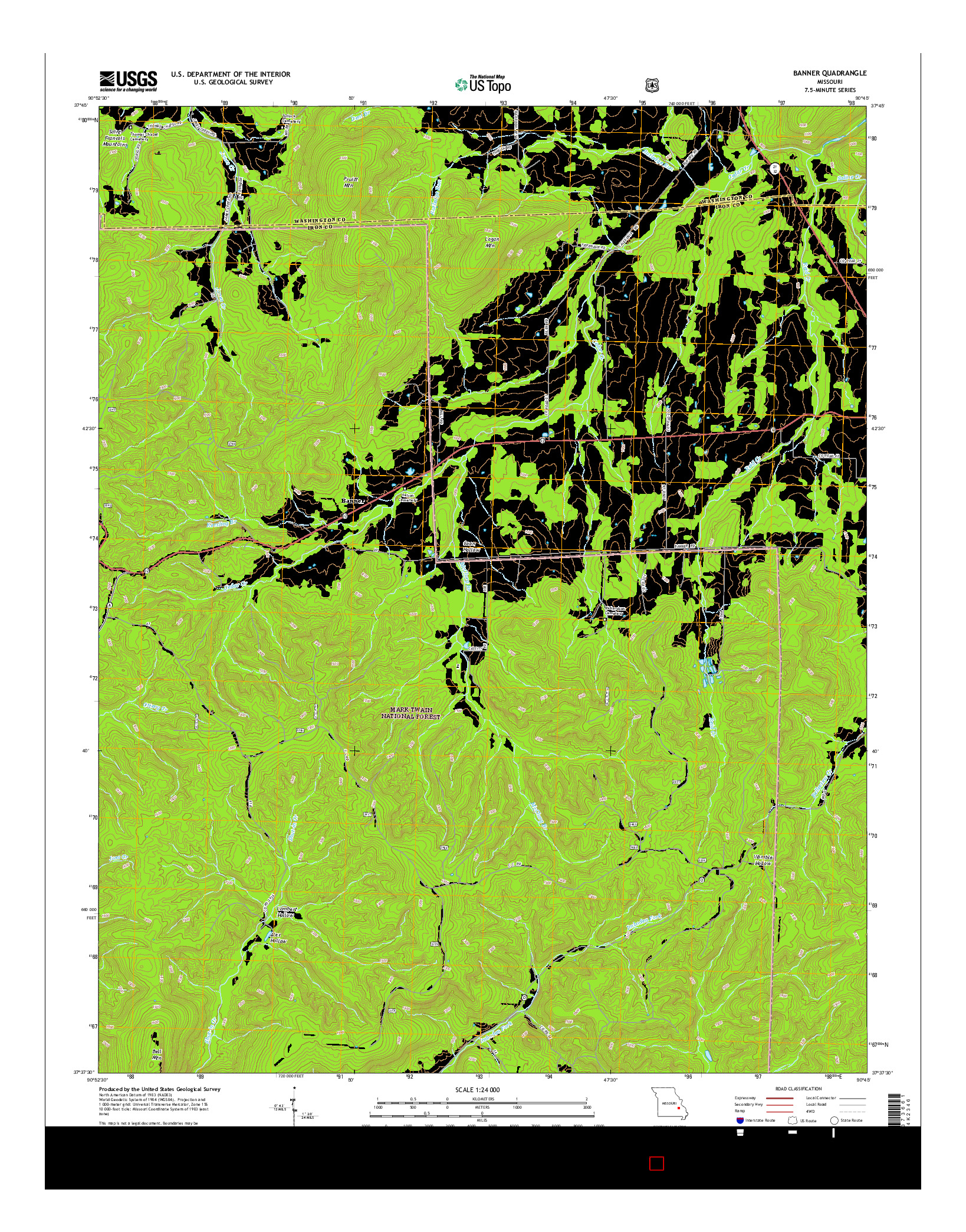USGS US TOPO 7.5-MINUTE MAP FOR BANNER, MO 2015