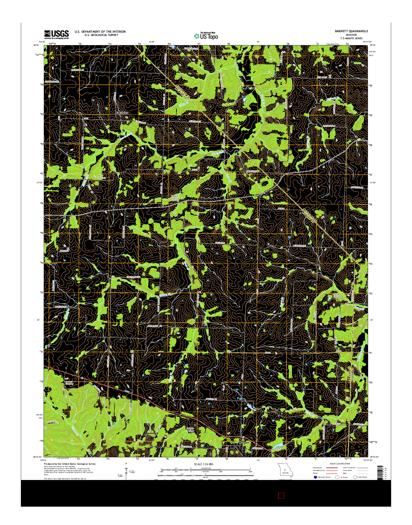USGS US TOPO 7.5-MINUTE MAP FOR BARNETT, MO 2015
