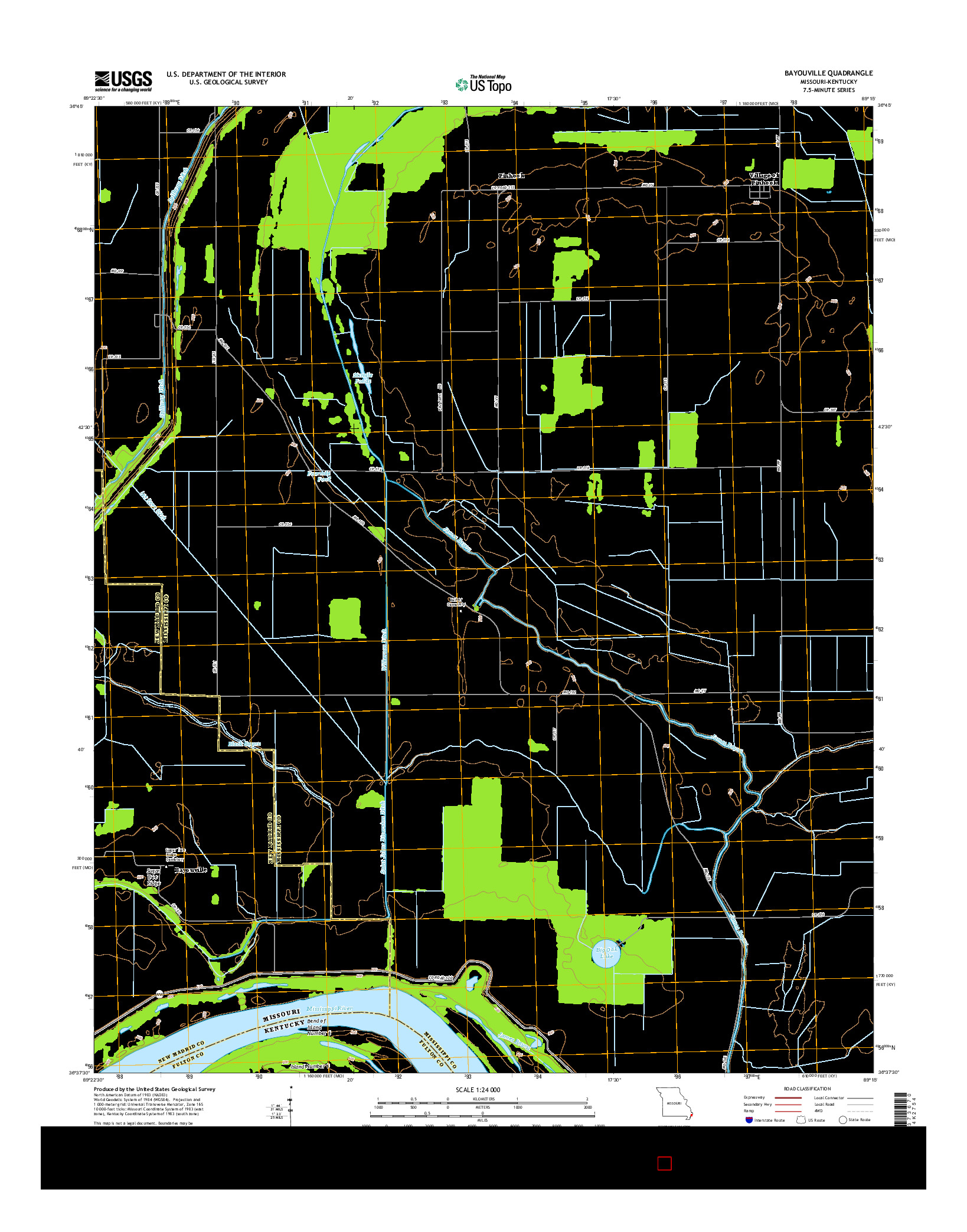 USGS US TOPO 7.5-MINUTE MAP FOR BAYOUVILLE, MO-KY 2015