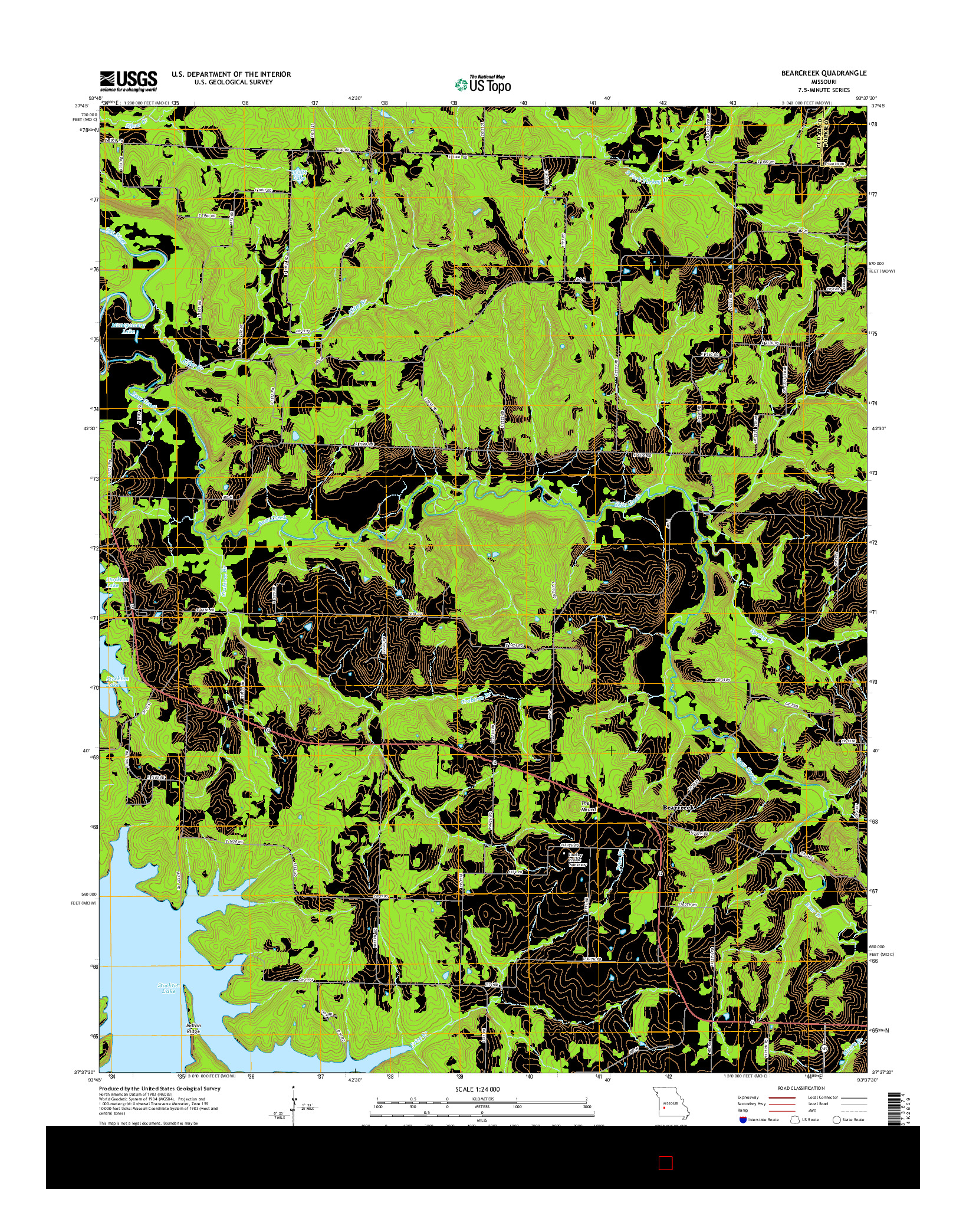 USGS US TOPO 7.5-MINUTE MAP FOR BEARCREEK, MO 2015