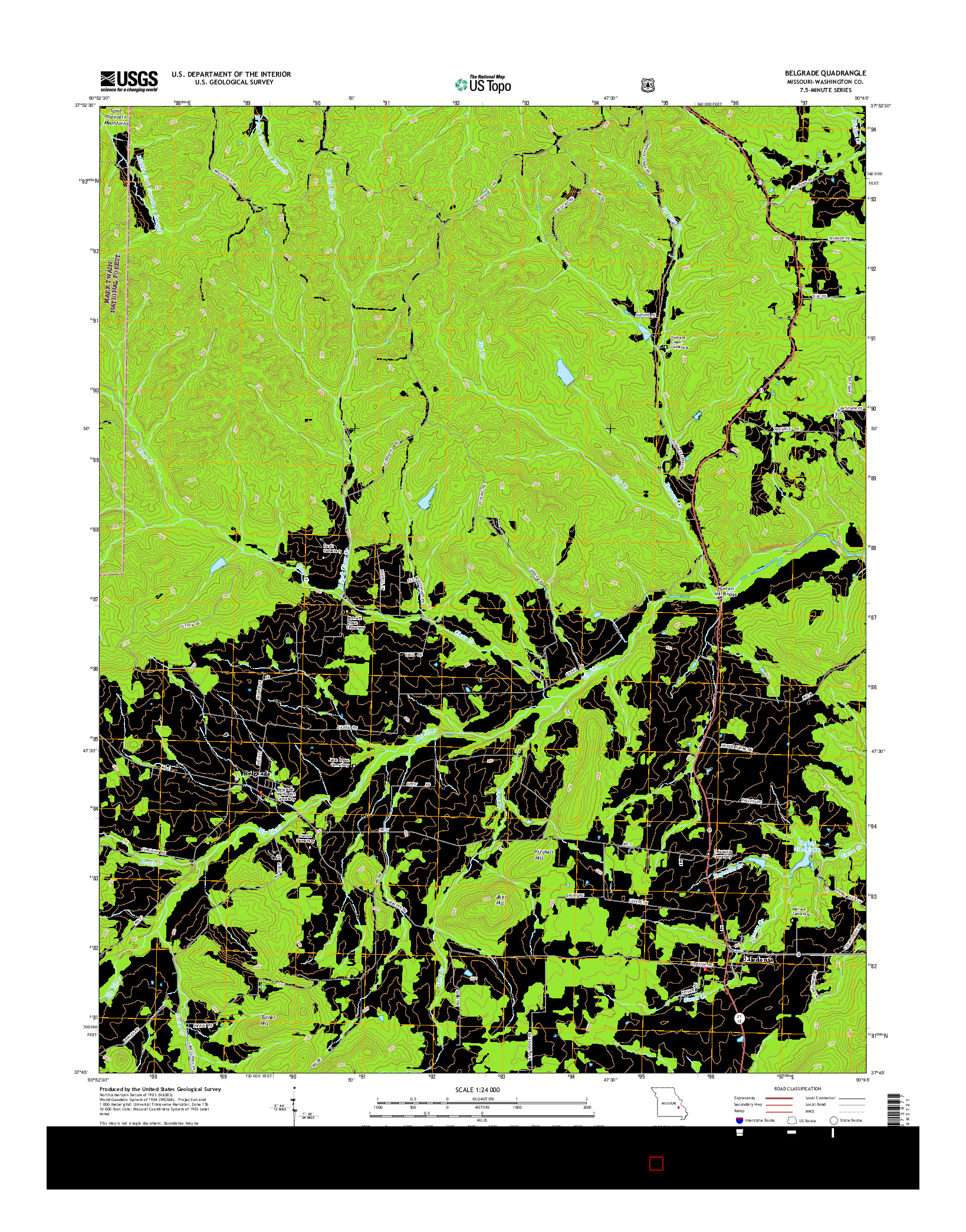 USGS US TOPO 7.5-MINUTE MAP FOR BELGRADE, MO 2015