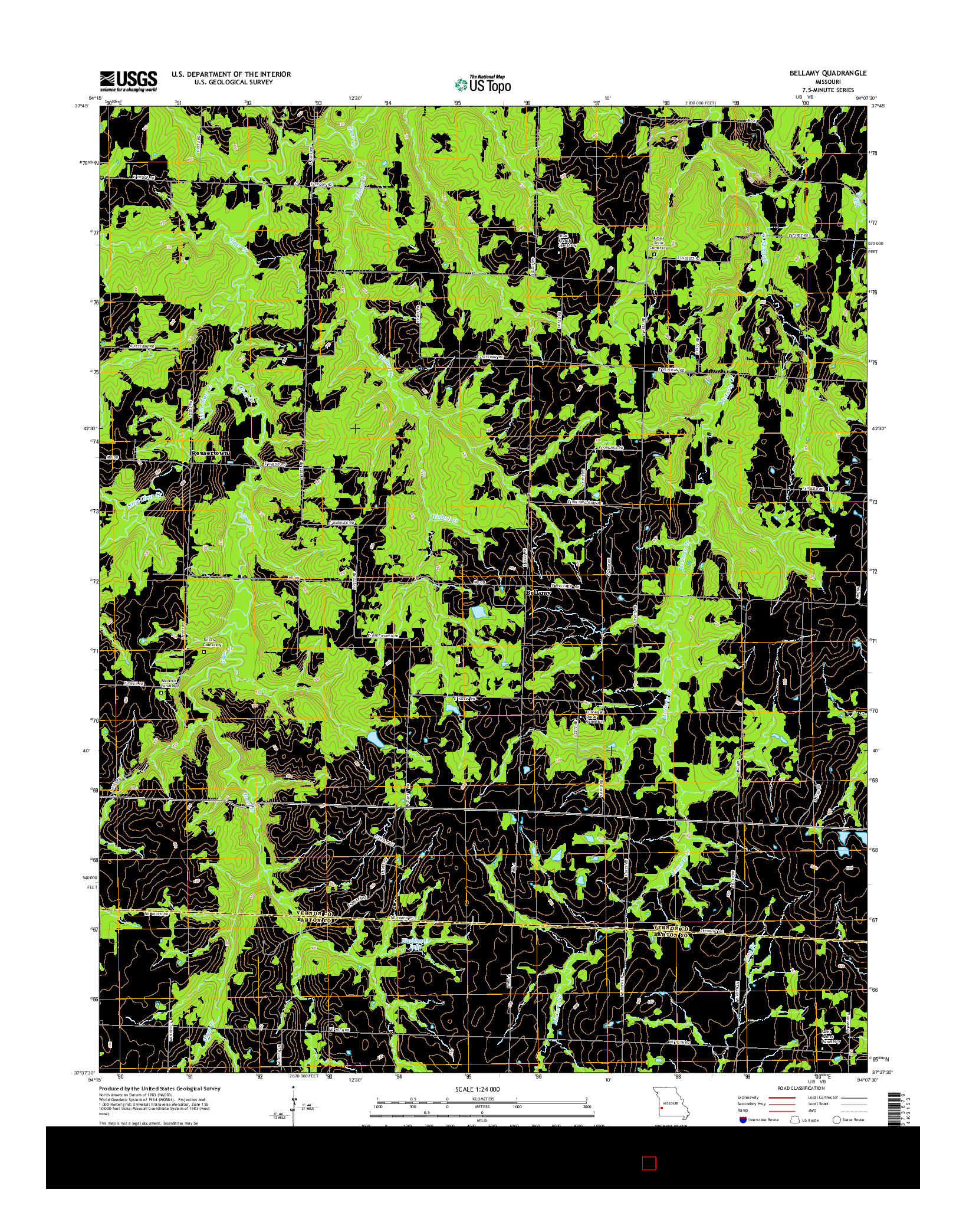 USGS US TOPO 7.5-MINUTE MAP FOR BELLAMY, MO 2015