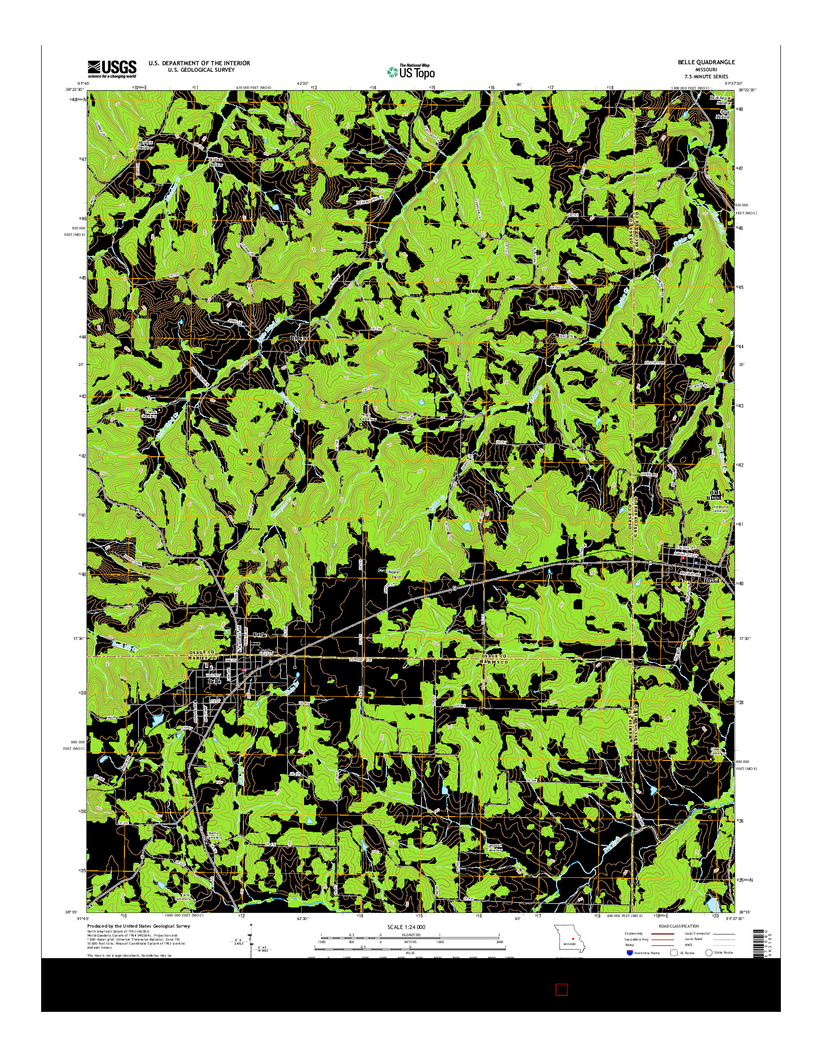 USGS US TOPO 7.5-MINUTE MAP FOR BELLE, MO 2015