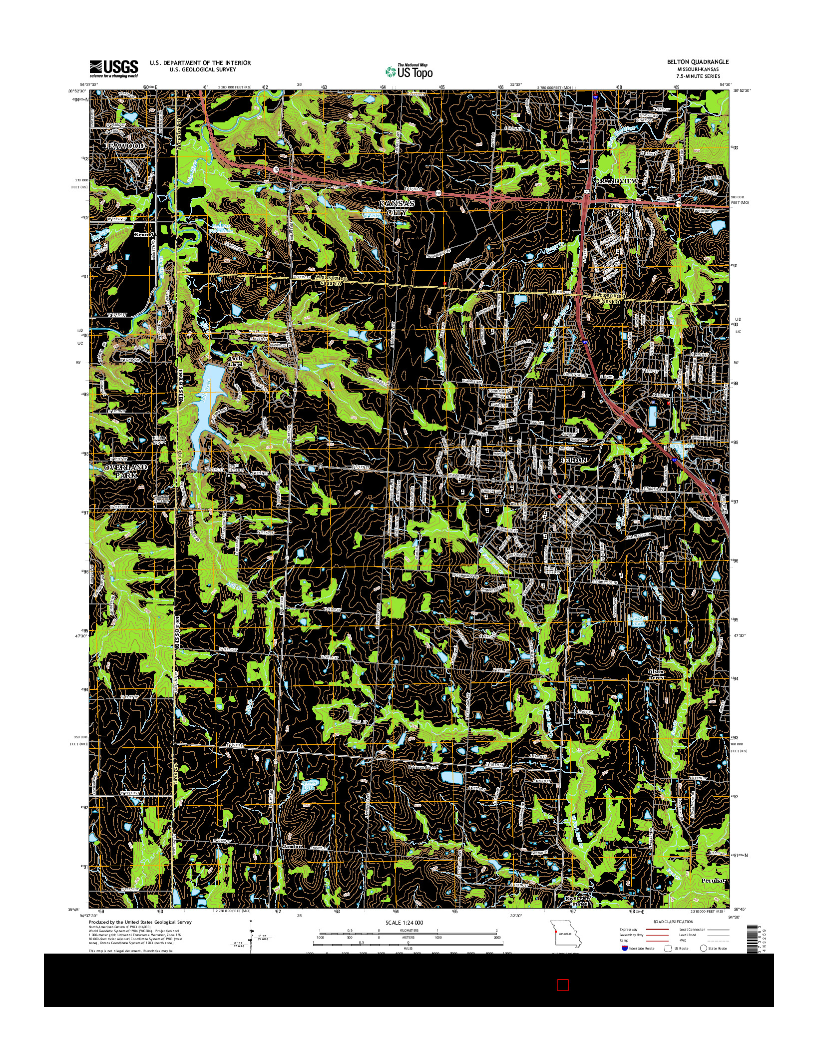 USGS US TOPO 7.5-MINUTE MAP FOR BELTON, MO-KS 2015