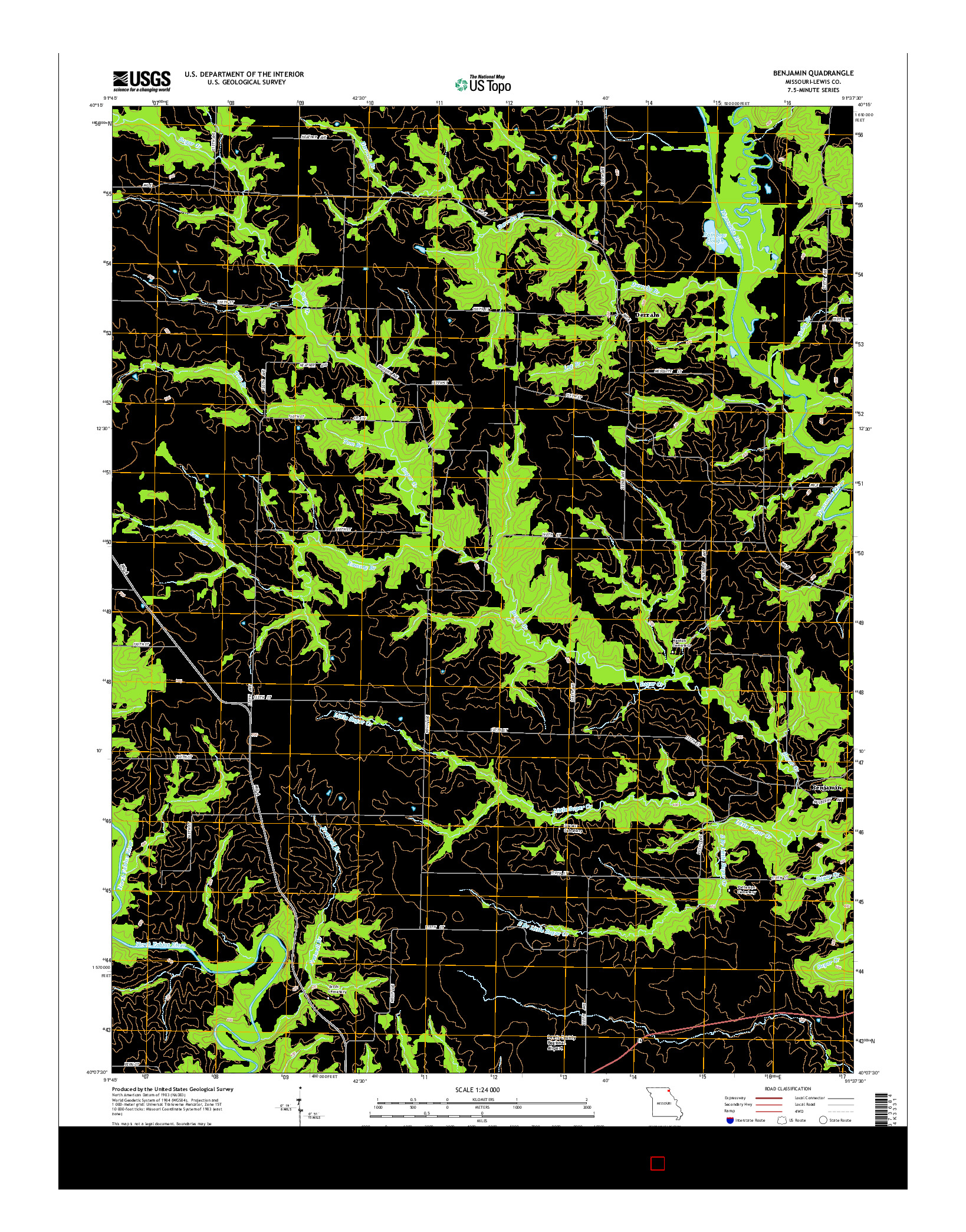 USGS US TOPO 7.5-MINUTE MAP FOR BENJAMIN, MO 2015