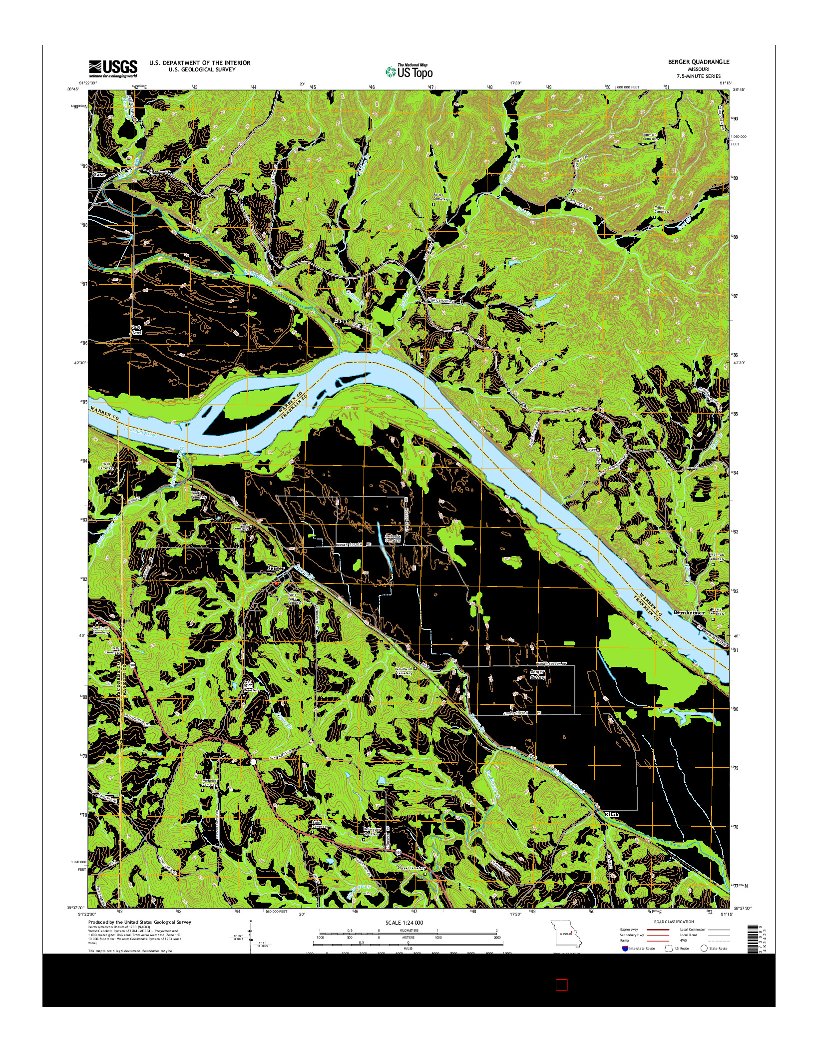 USGS US TOPO 7.5-MINUTE MAP FOR BERGER, MO 2015