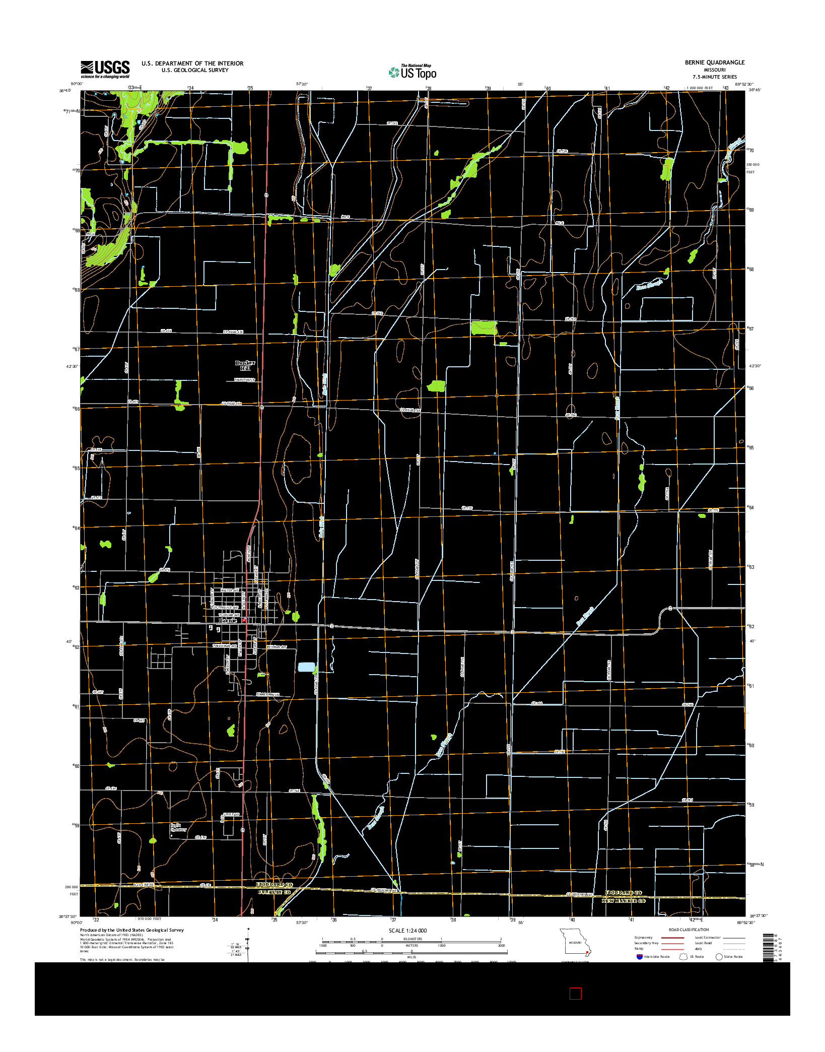 USGS US TOPO 7.5-MINUTE MAP FOR BERNIE, MO 2015