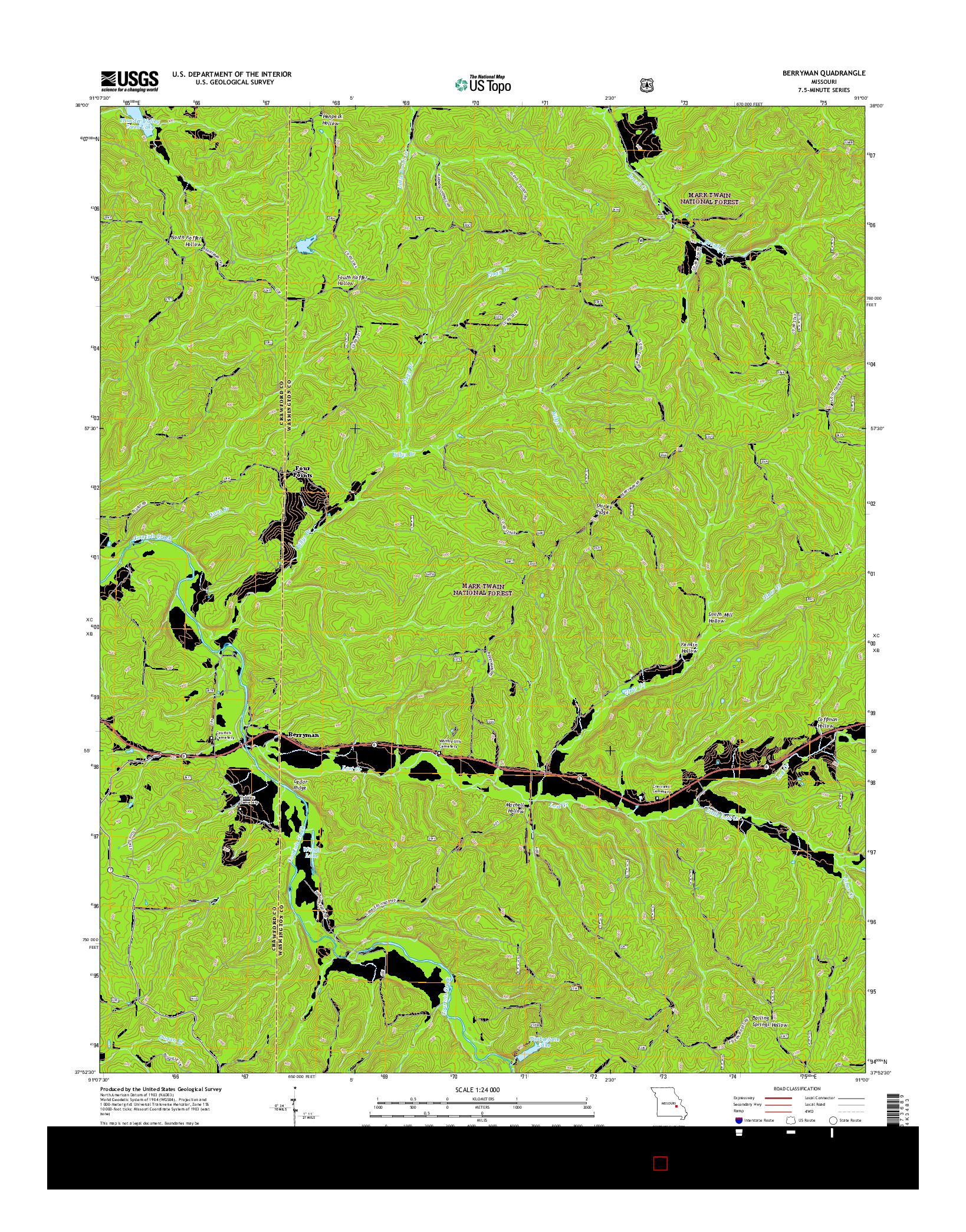 USGS US TOPO 7.5-MINUTE MAP FOR BERRYMAN, MO 2015
