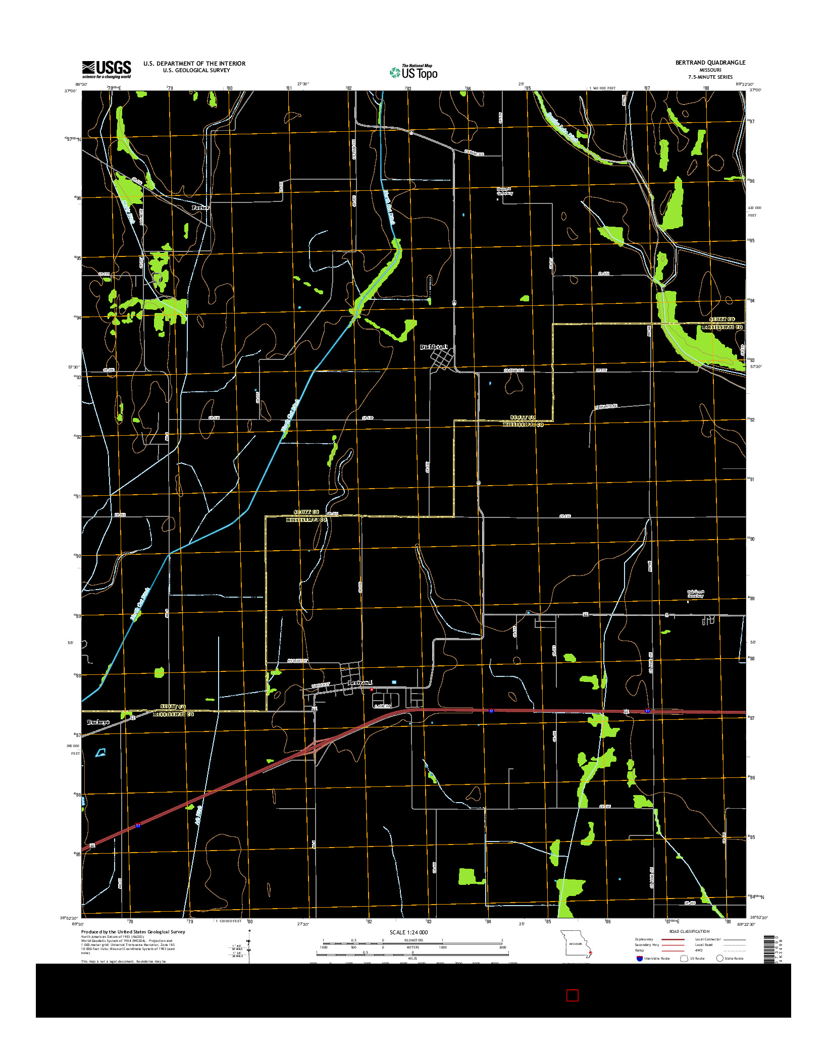 USGS US TOPO 7.5-MINUTE MAP FOR BERTRAND, MO 2015