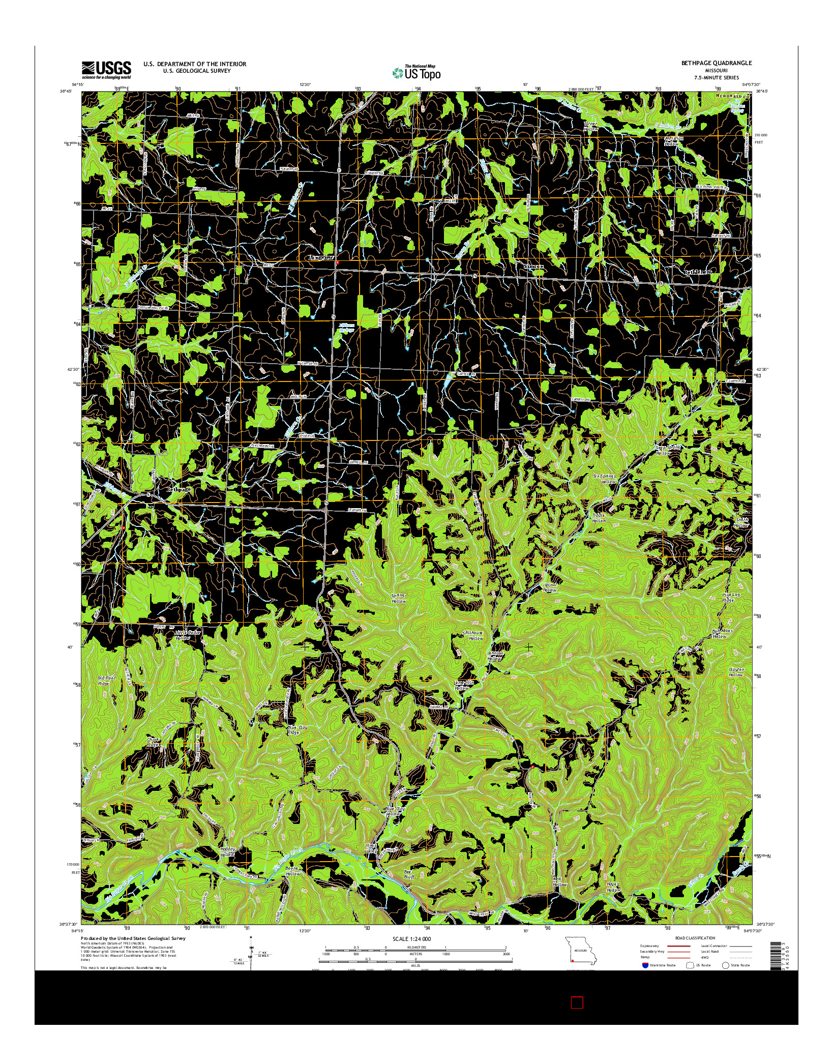 USGS US TOPO 7.5-MINUTE MAP FOR BETHPAGE, MO 2015