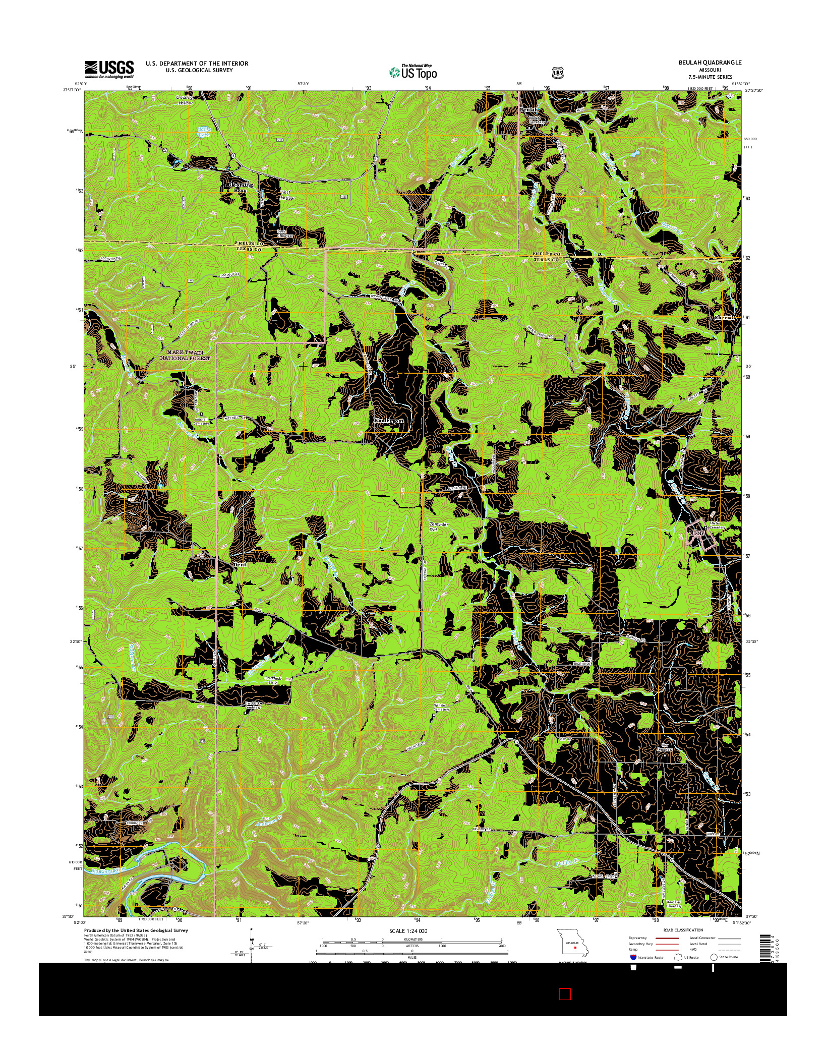 USGS US TOPO 7.5-MINUTE MAP FOR BEULAH, MO 2015