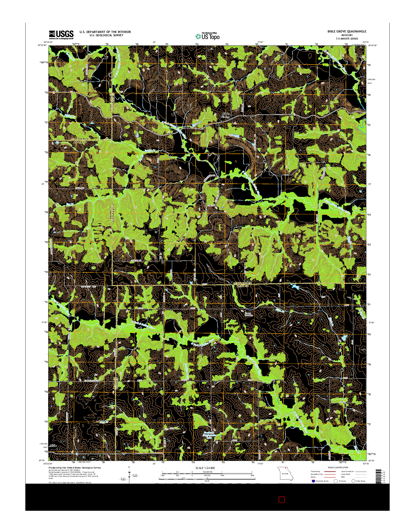 USGS US TOPO 7.5-MINUTE MAP FOR BIBLE GROVE, MO 2015