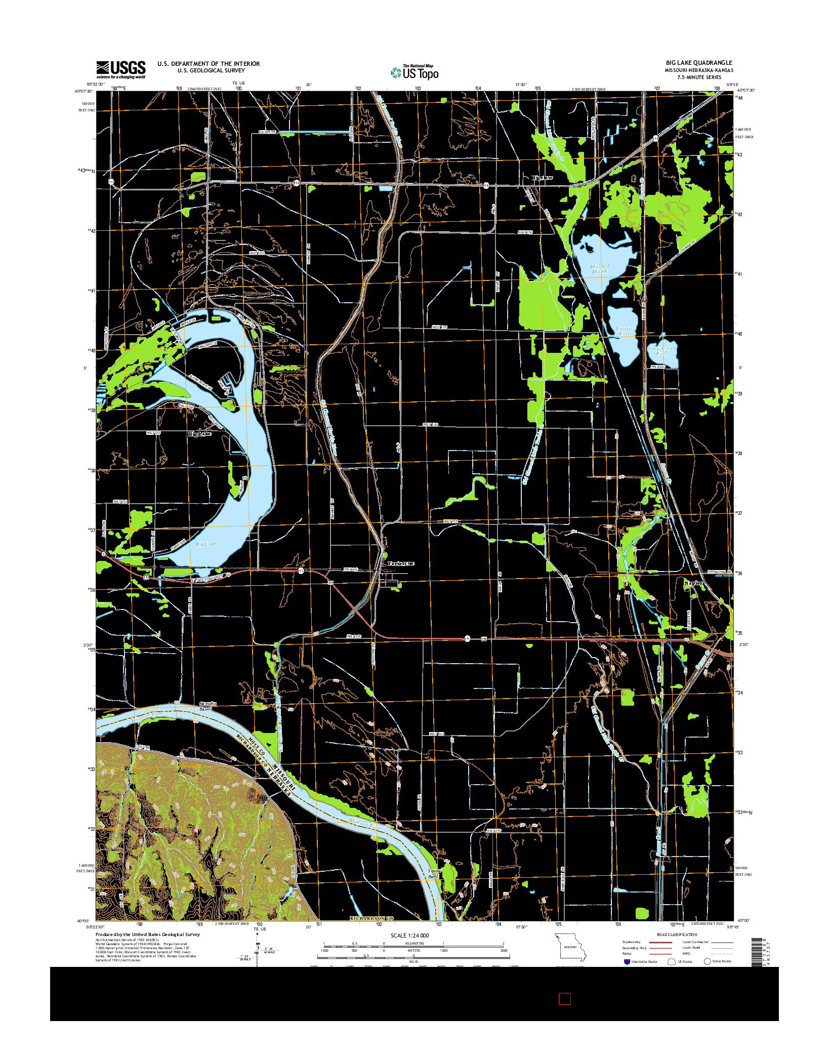 USGS US TOPO 7.5-MINUTE MAP FOR BIG LAKE, MO-NE-KS 2015