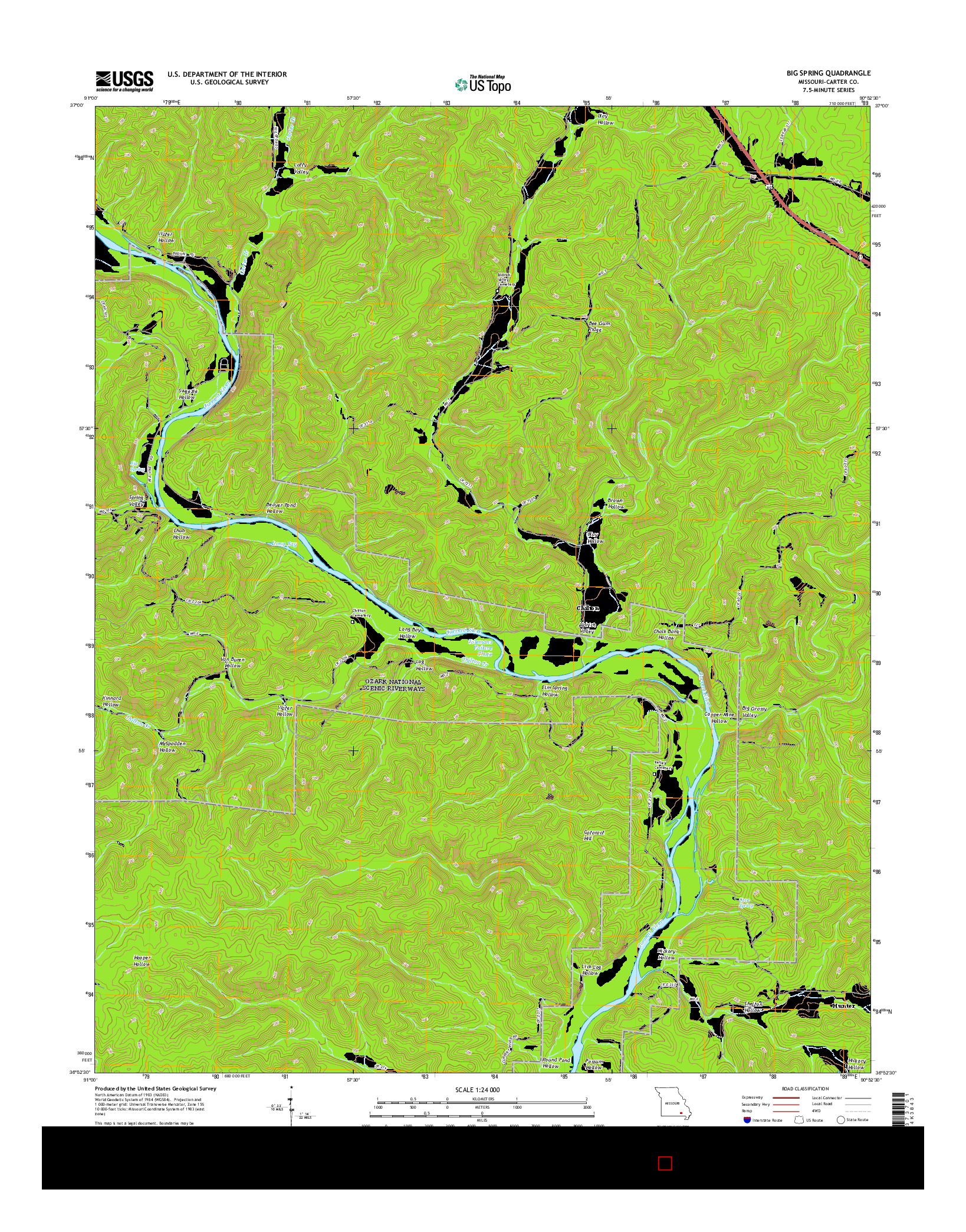 USGS US TOPO 7.5-MINUTE MAP FOR BIG SPRING, MO 2015