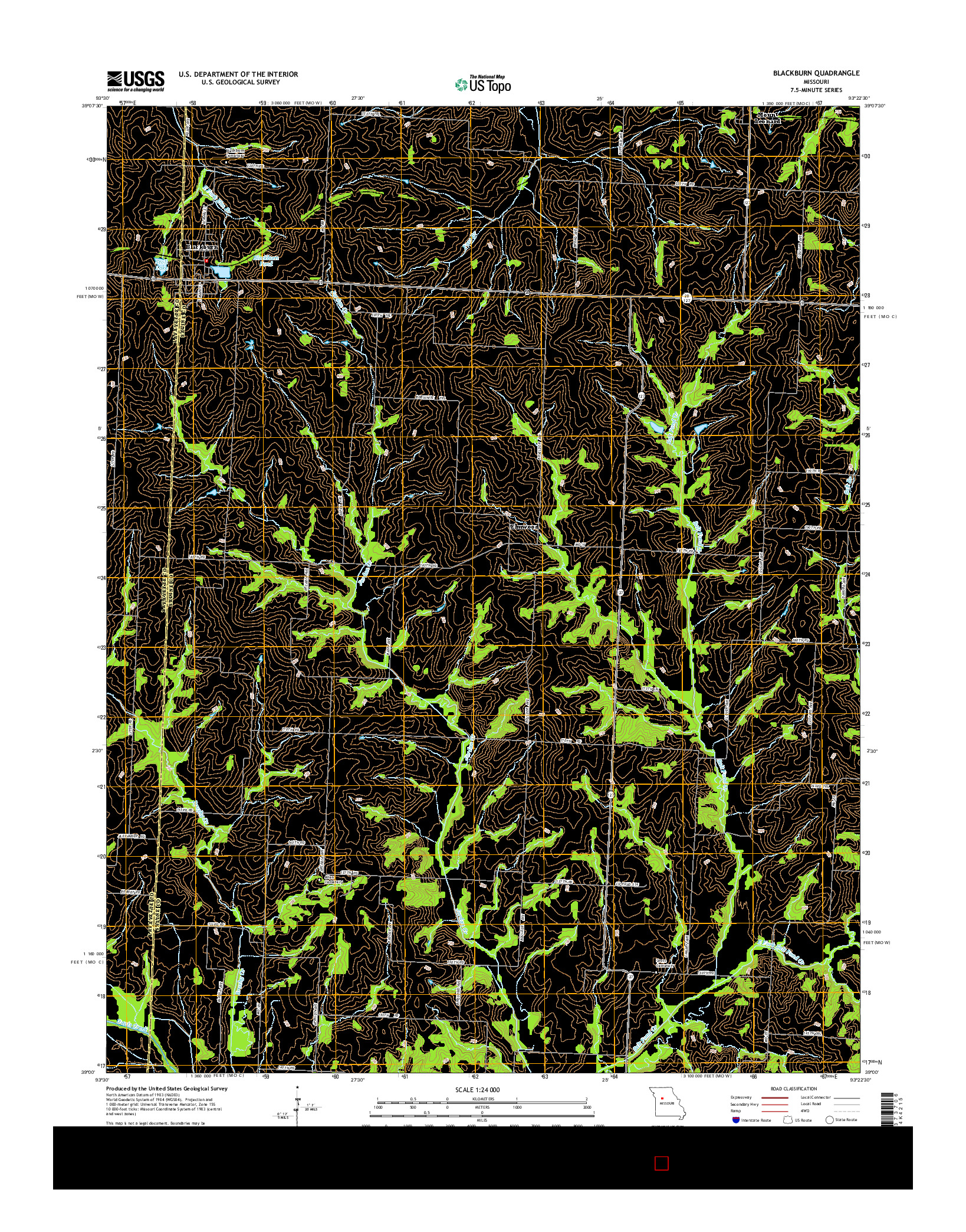 USGS US TOPO 7.5-MINUTE MAP FOR BLACKBURN, MO 2015