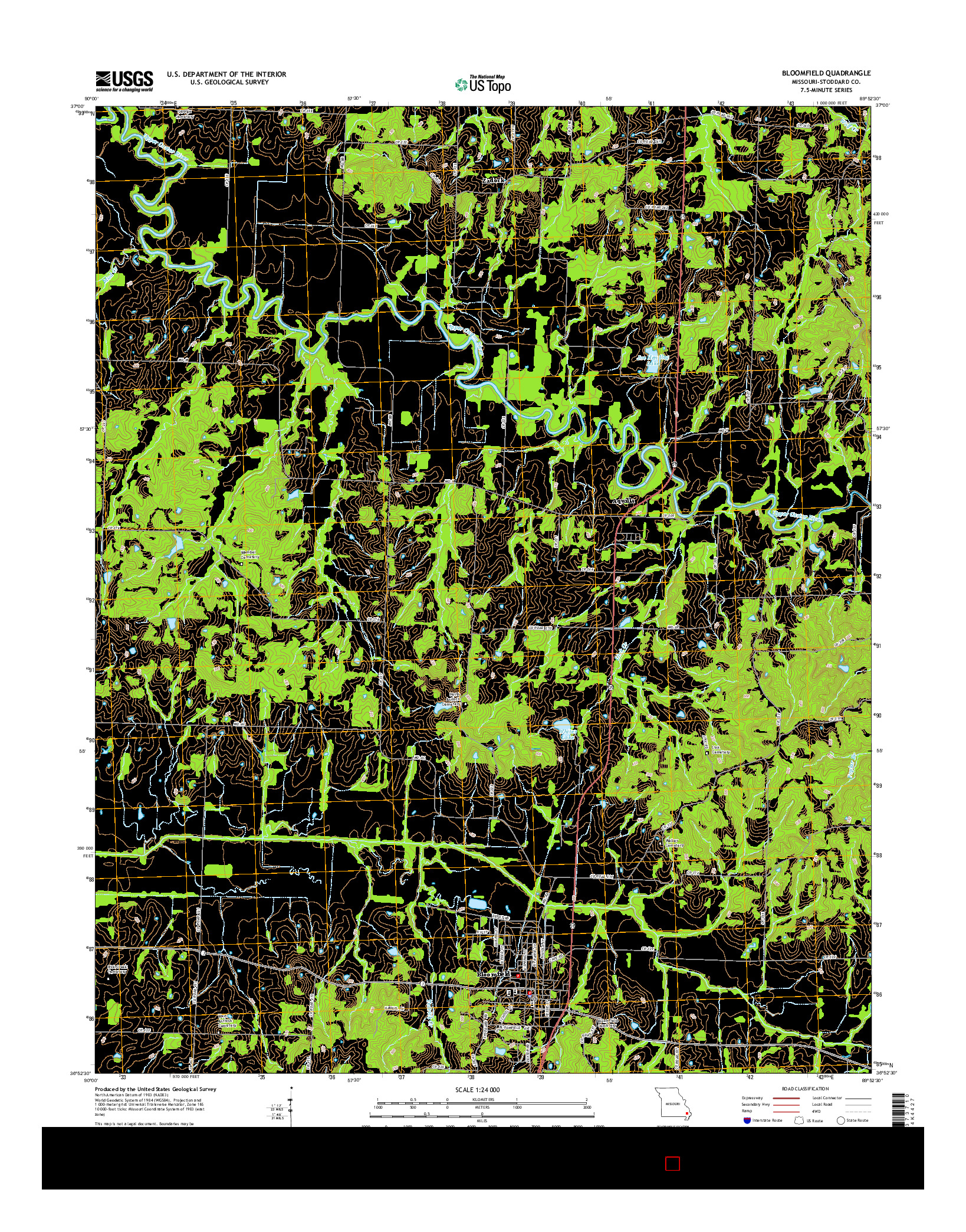 USGS US TOPO 7.5-MINUTE MAP FOR BLOOMFIELD, MO 2015