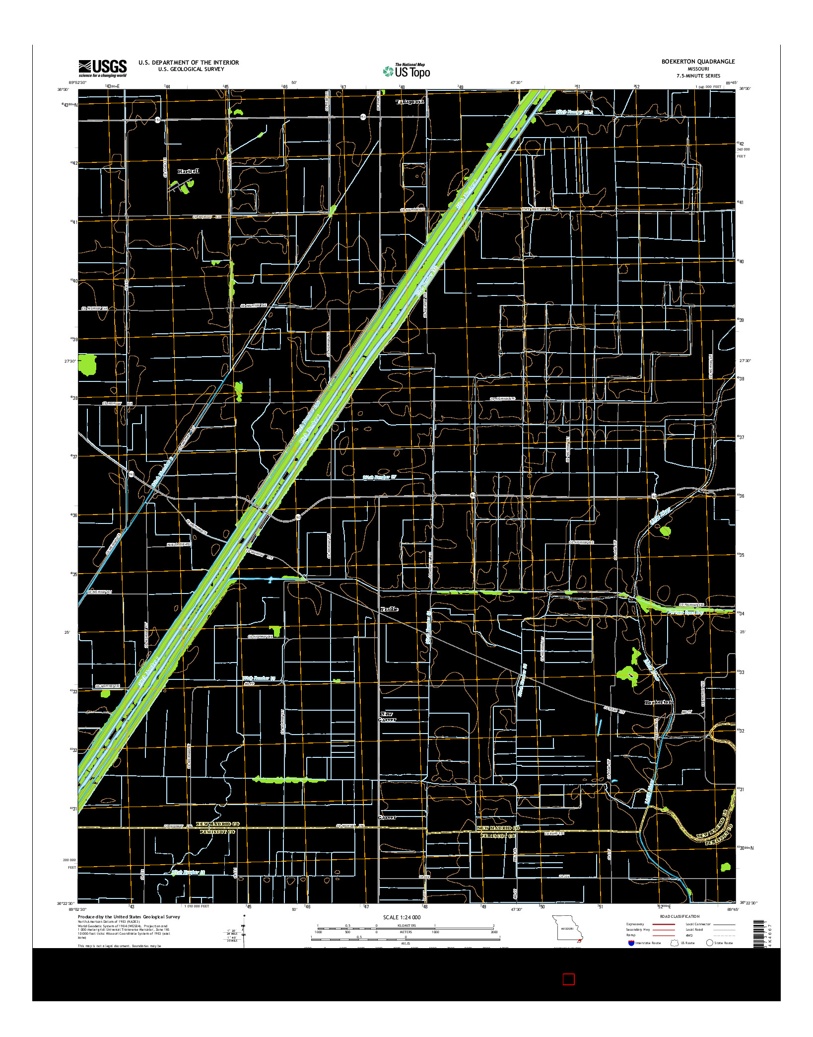 USGS US TOPO 7.5-MINUTE MAP FOR BOEKERTON, MO 2015