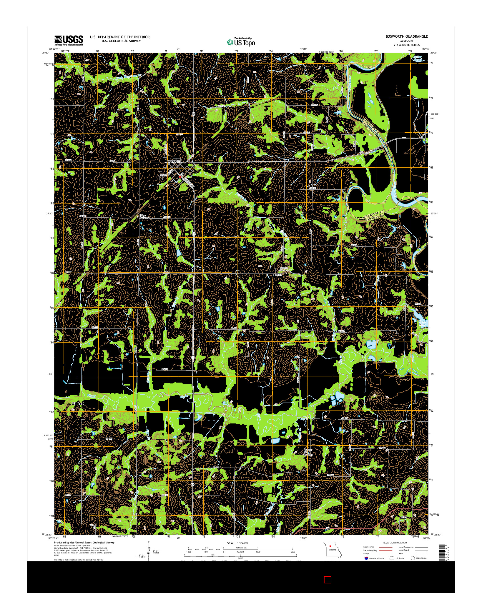 USGS US TOPO 7.5-MINUTE MAP FOR BOSWORTH, MO 2015