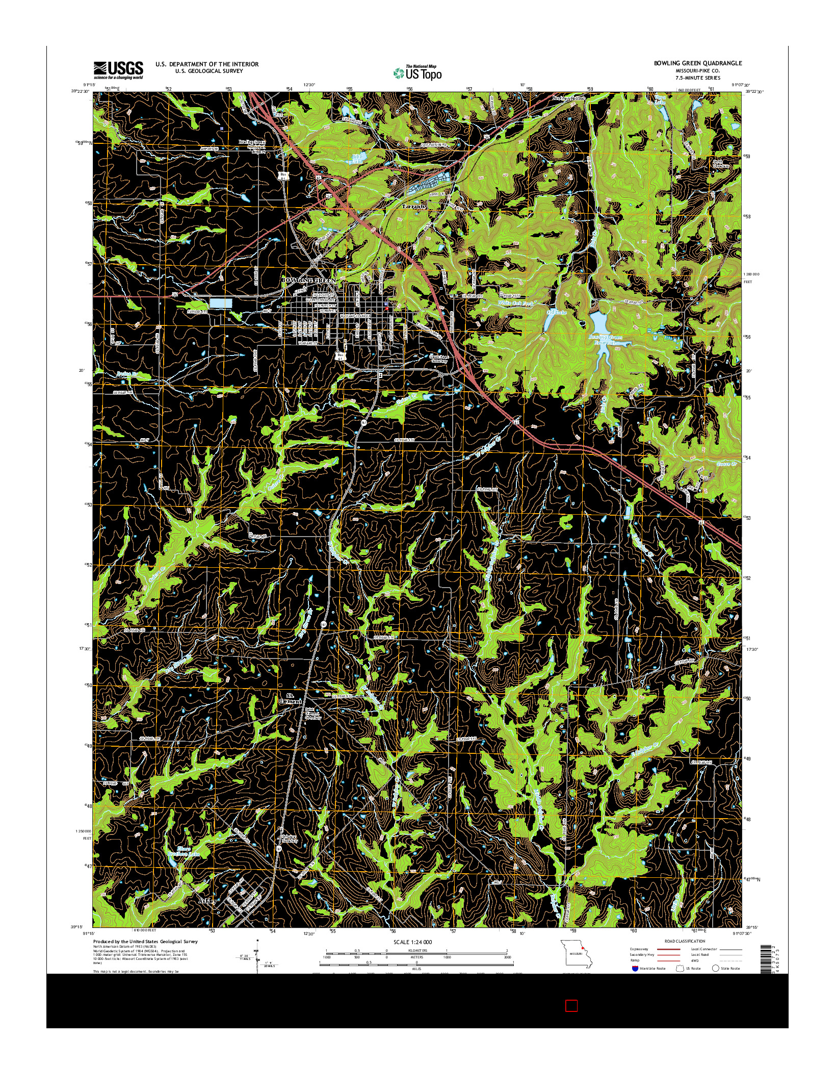 USGS US TOPO 7.5-MINUTE MAP FOR BOWLING GREEN, MO 2015