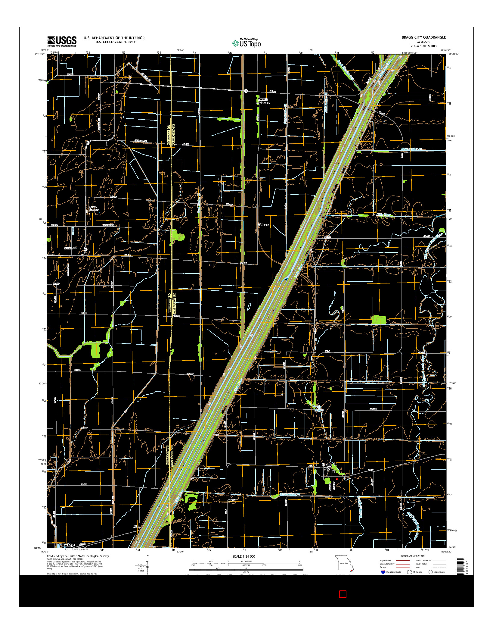 USGS US TOPO 7.5-MINUTE MAP FOR BRAGG CITY, MO 2015