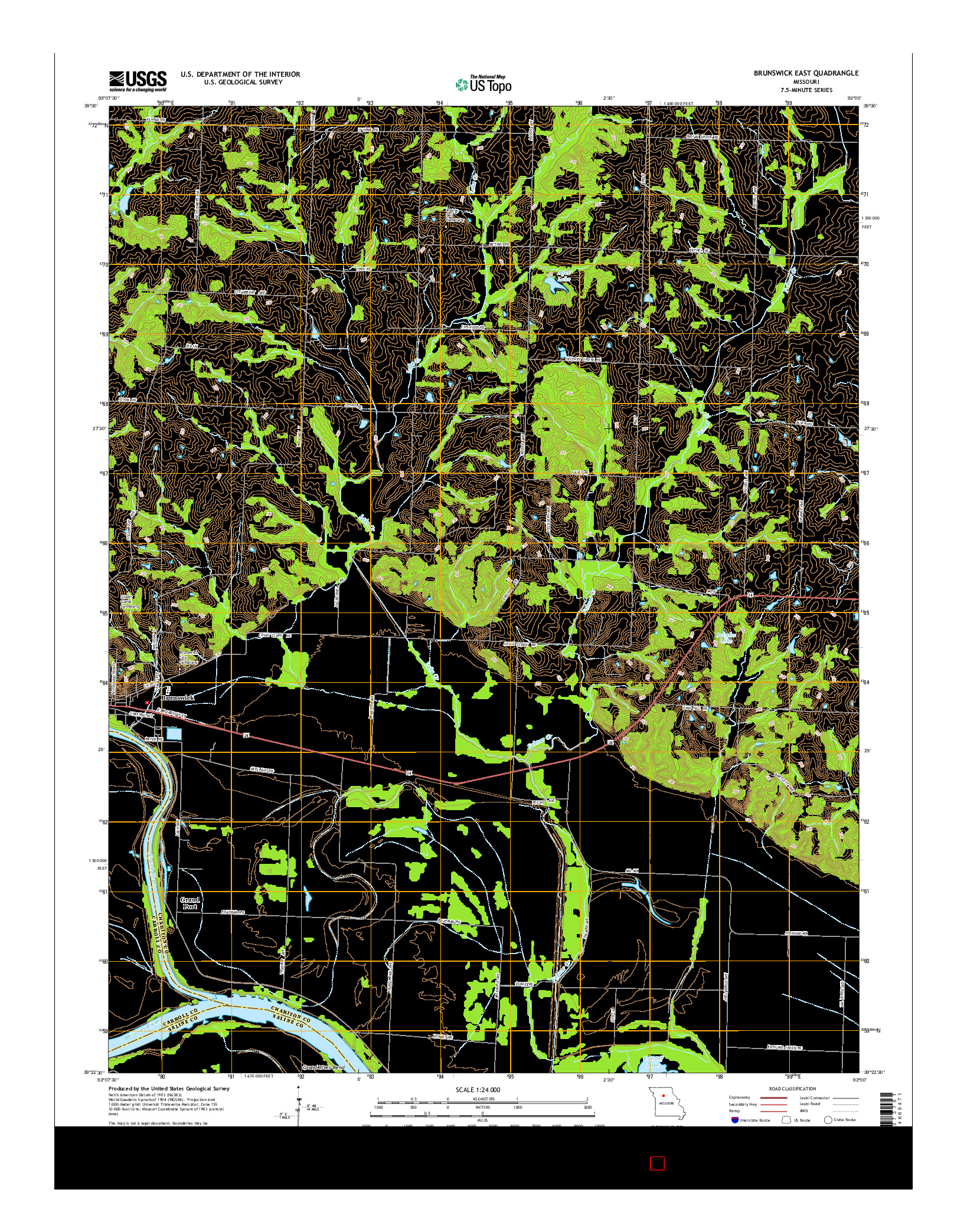 USGS US TOPO 7.5-MINUTE MAP FOR BRUNSWICK EAST, MO 2015