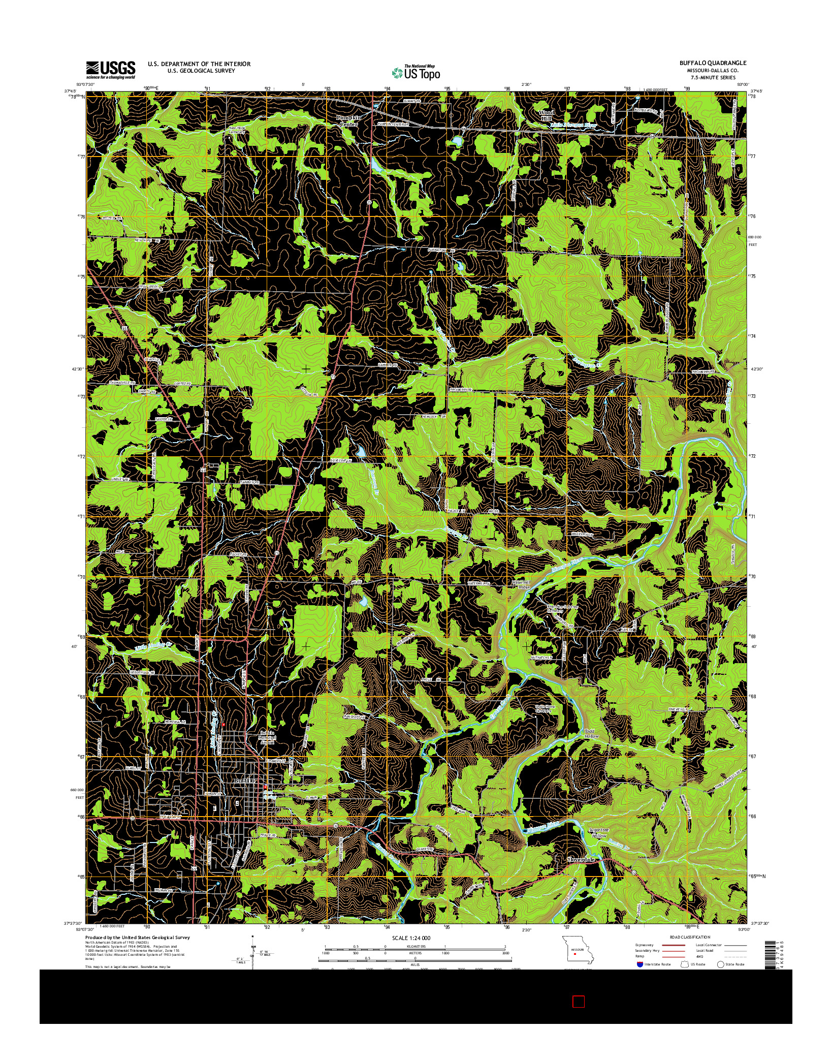 USGS US TOPO 7.5-MINUTE MAP FOR BUFFALO, MO 2015