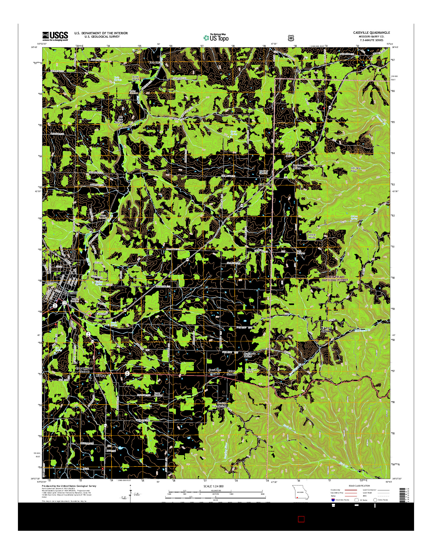 USGS US TOPO 7.5-MINUTE MAP FOR CASSVILLE, MO 2015