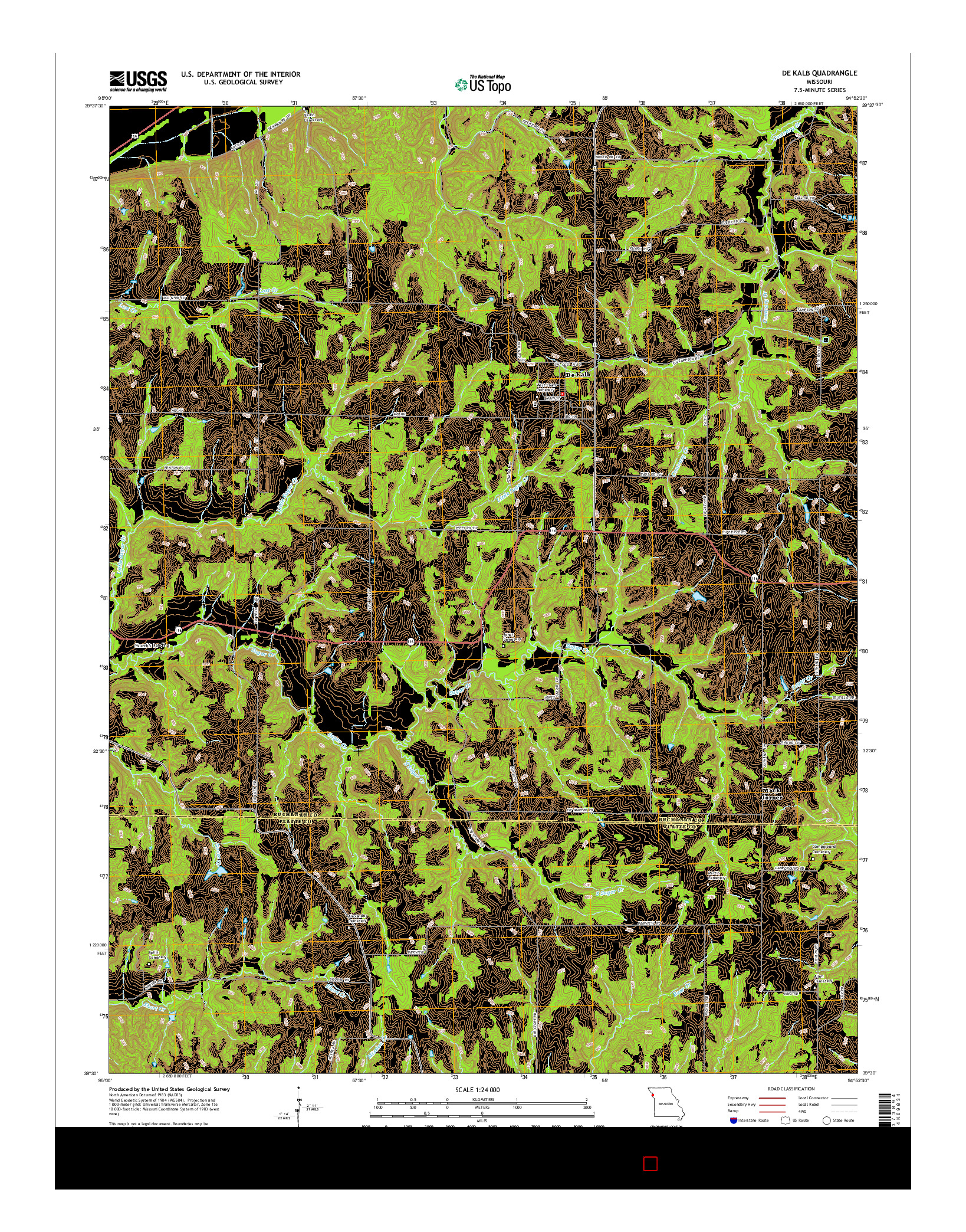 USGS US TOPO 7.5-MINUTE MAP FOR DE KALB, MO 2015