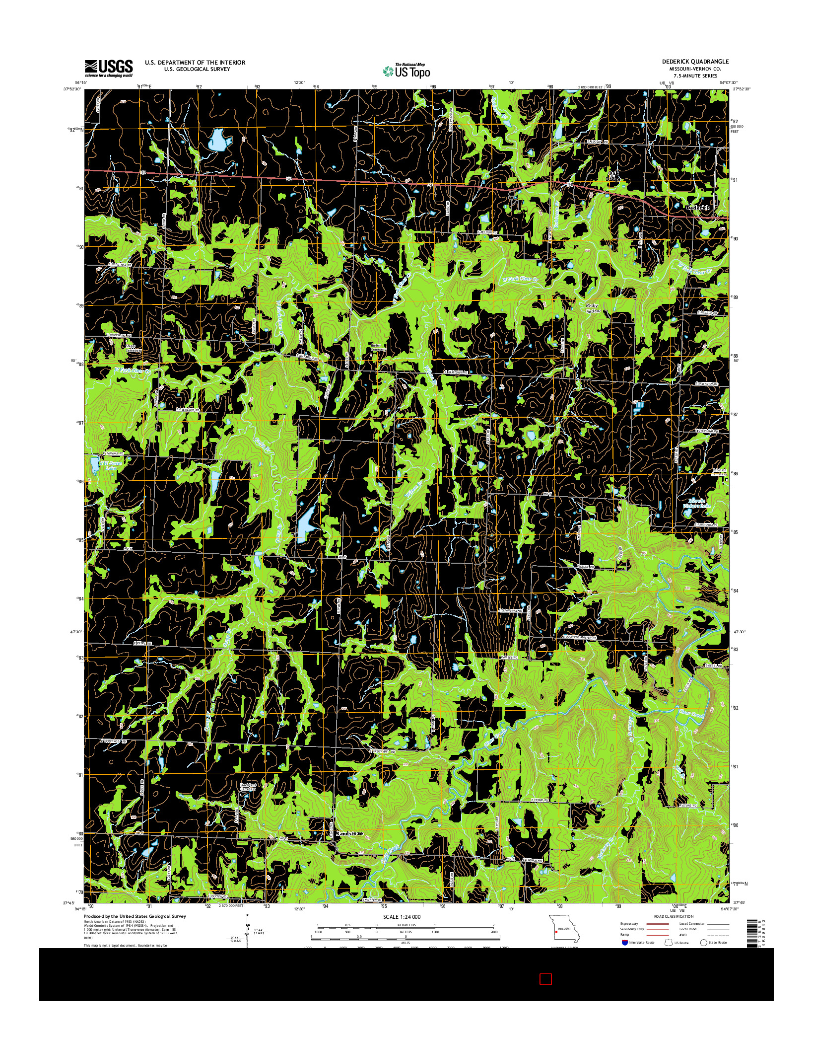 USGS US TOPO 7.5-MINUTE MAP FOR DEDERICK, MO 2015