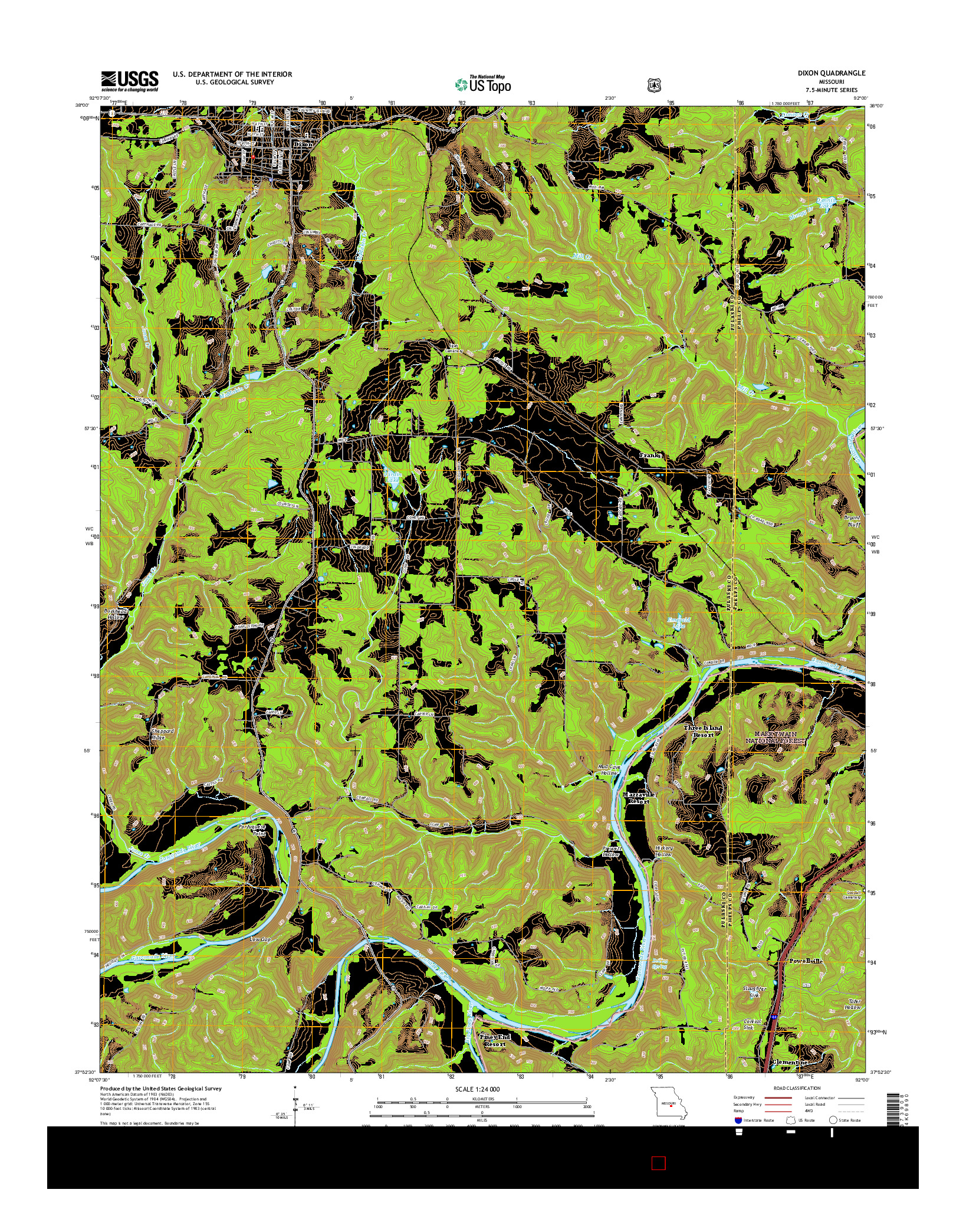 USGS US TOPO 7.5-MINUTE MAP FOR DIXON, MO 2015
