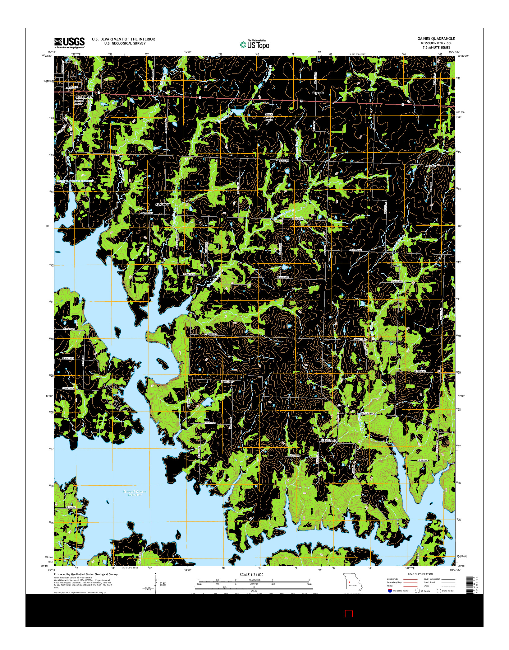 USGS US TOPO 7.5-MINUTE MAP FOR GAINES, MO 2015