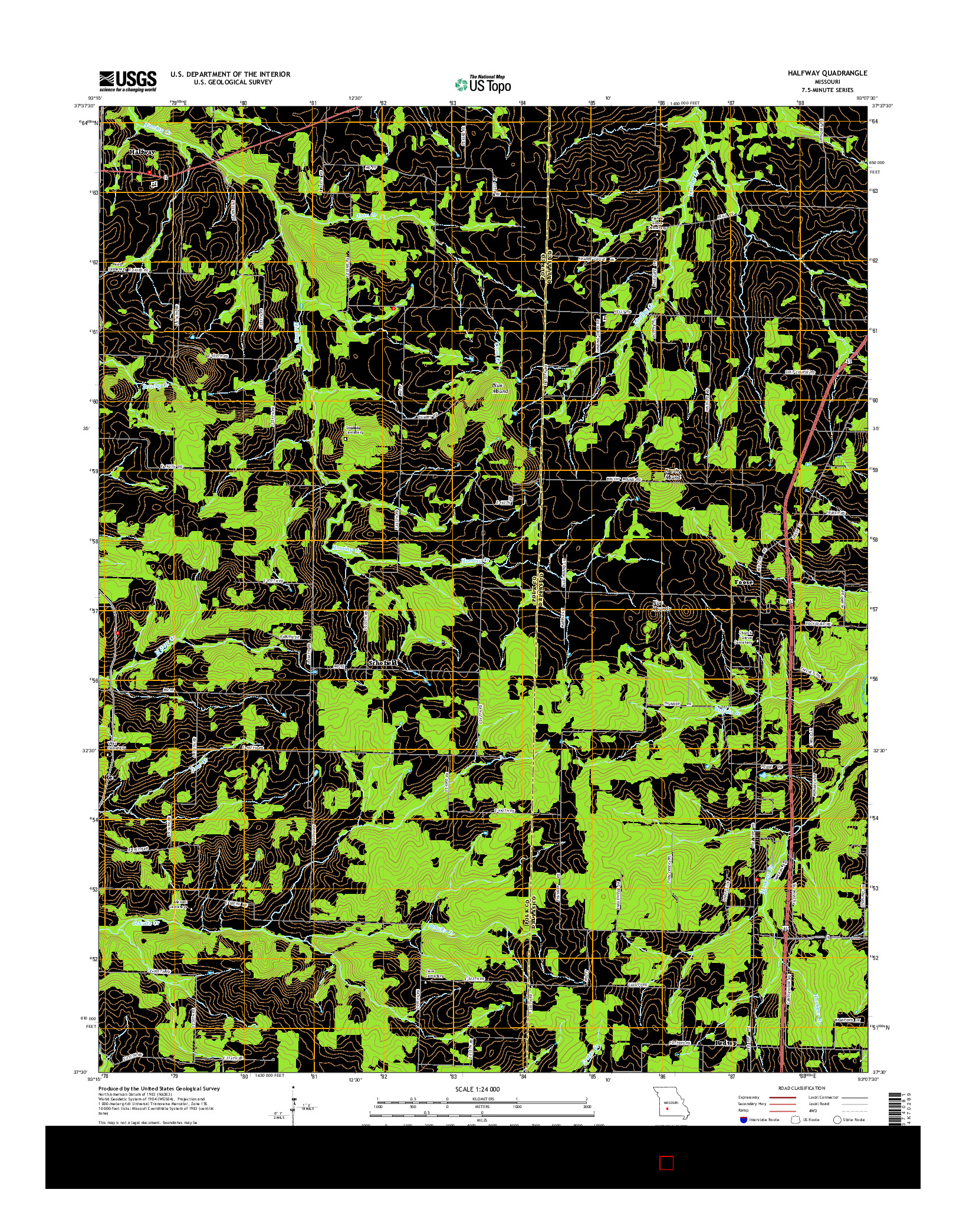 USGS US TOPO 7.5-MINUTE MAP FOR HALFWAY, MO 2015