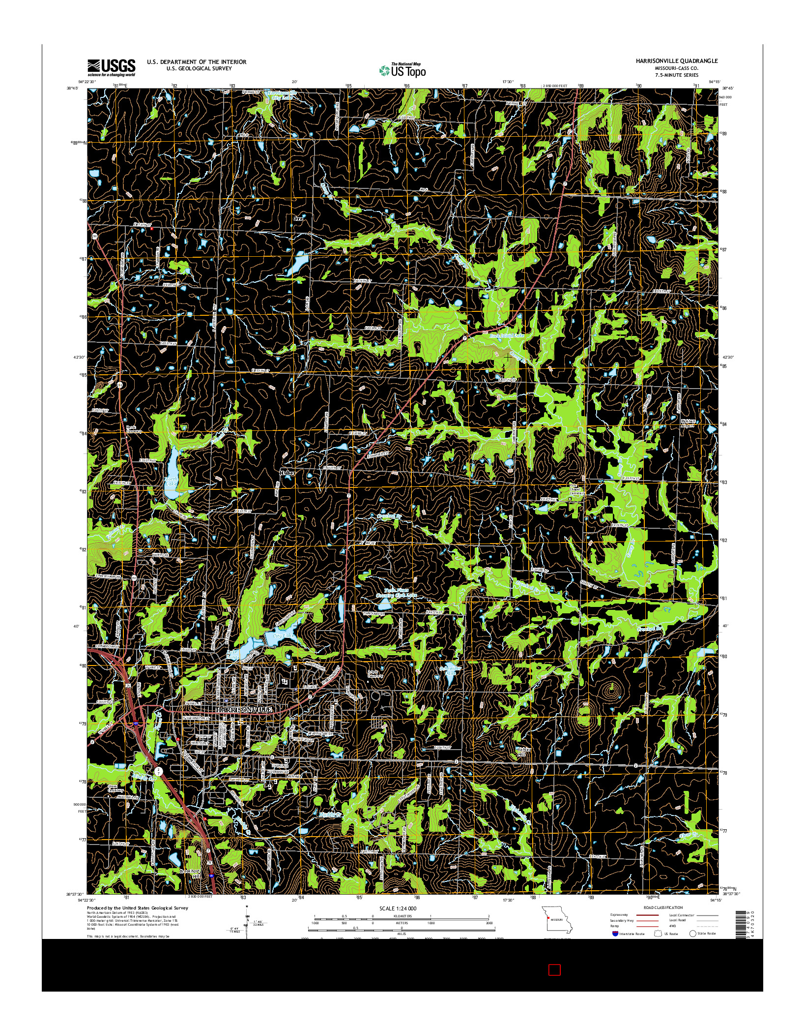 USGS US TOPO 7.5-MINUTE MAP FOR HARRISONVILLE, MO 2015