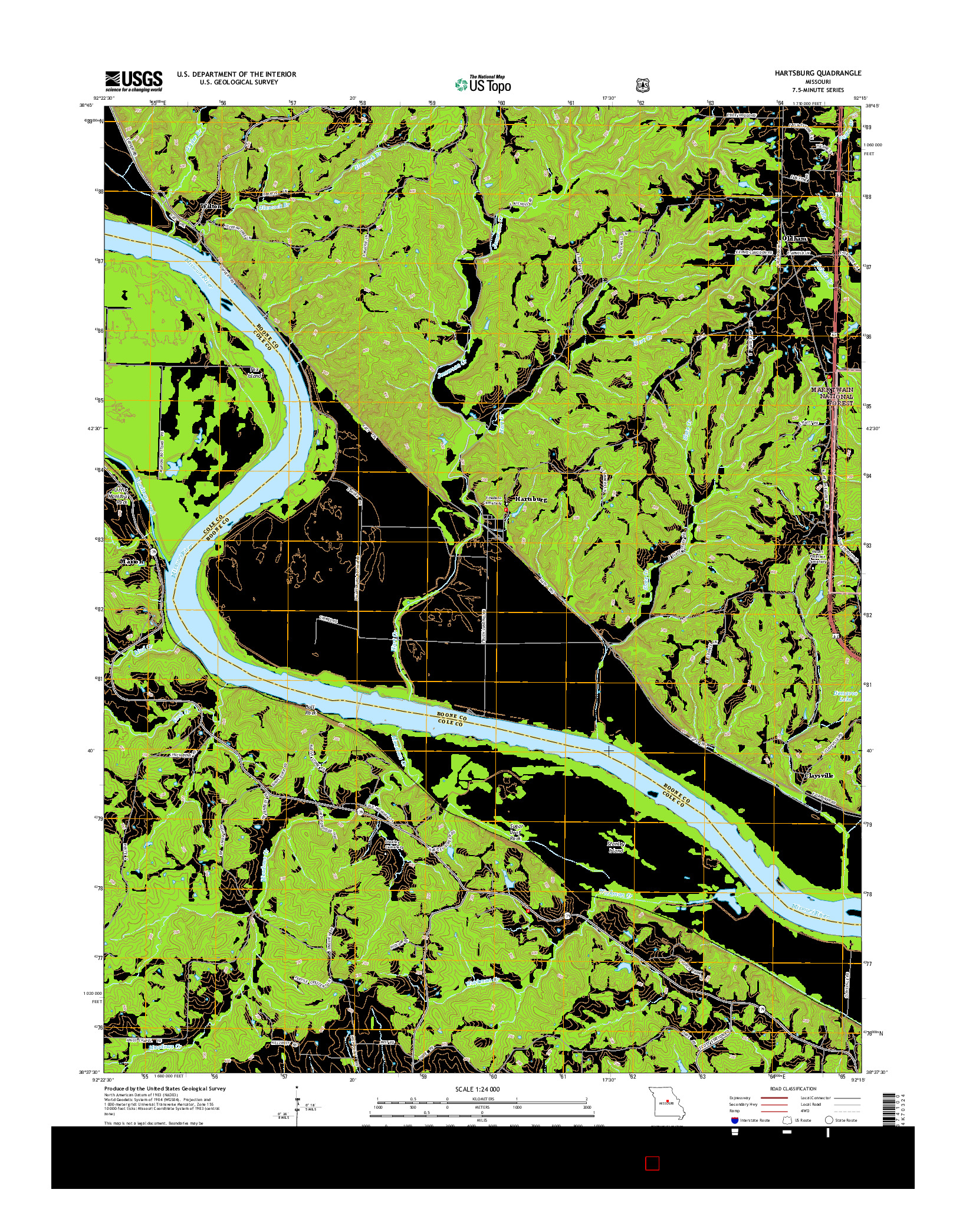 USGS US TOPO 7.5-MINUTE MAP FOR HARTSBURG, MO 2015