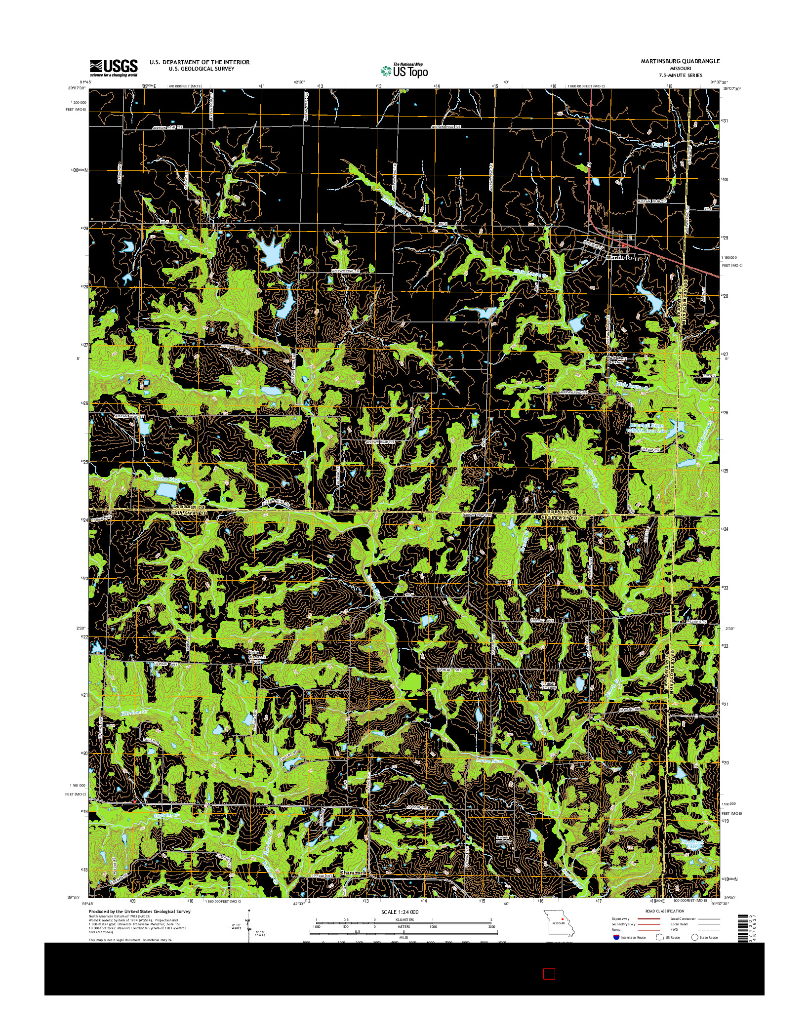 USGS US TOPO 7.5-MINUTE MAP FOR MARTINSBURG, MO 2015