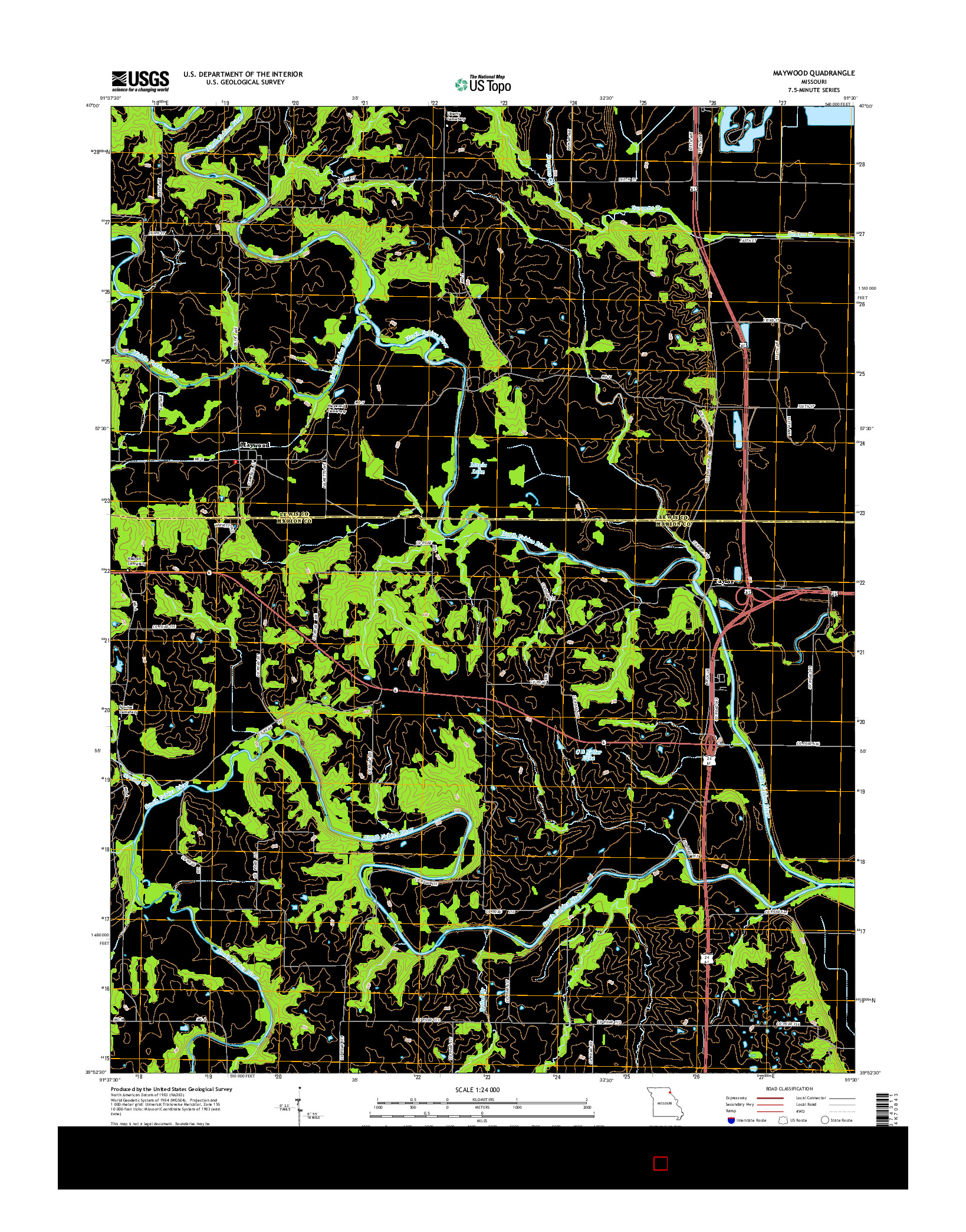 USGS US TOPO 7.5-MINUTE MAP FOR MAYWOOD, MO 2015