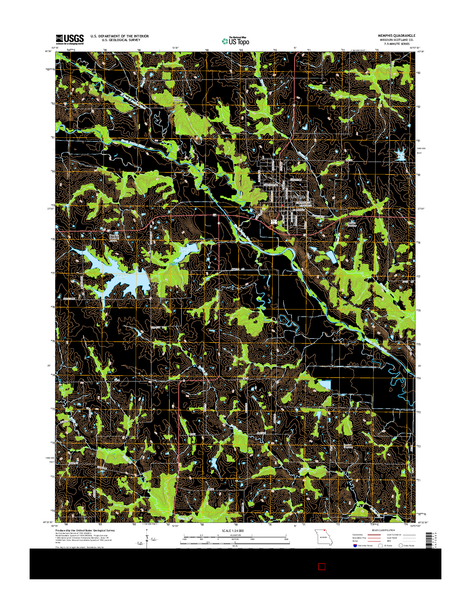 USGS US TOPO 7.5-MINUTE MAP FOR MEMPHIS, MO 2015