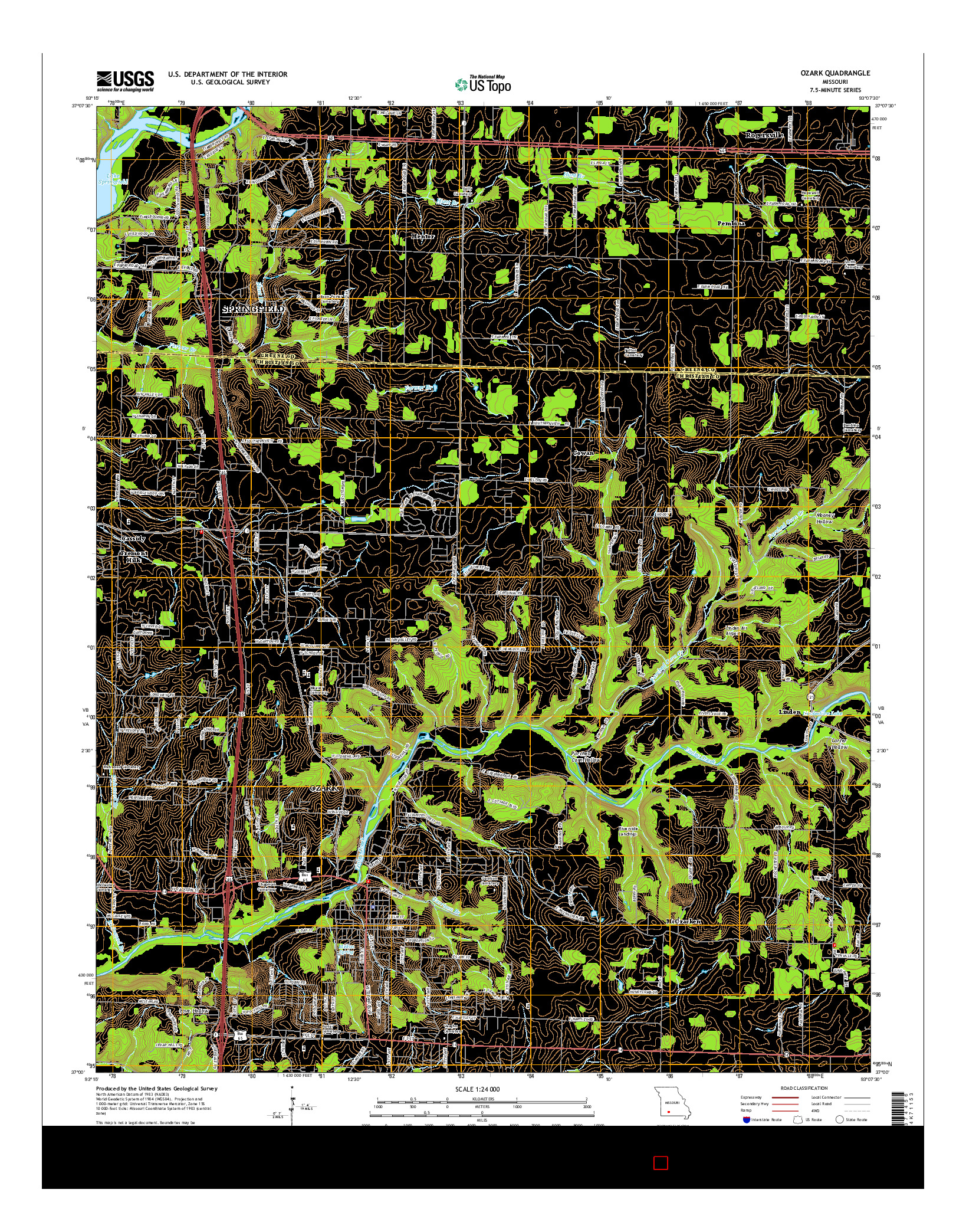 USGS US TOPO 7.5-MINUTE MAP FOR OZARK, MO 2015