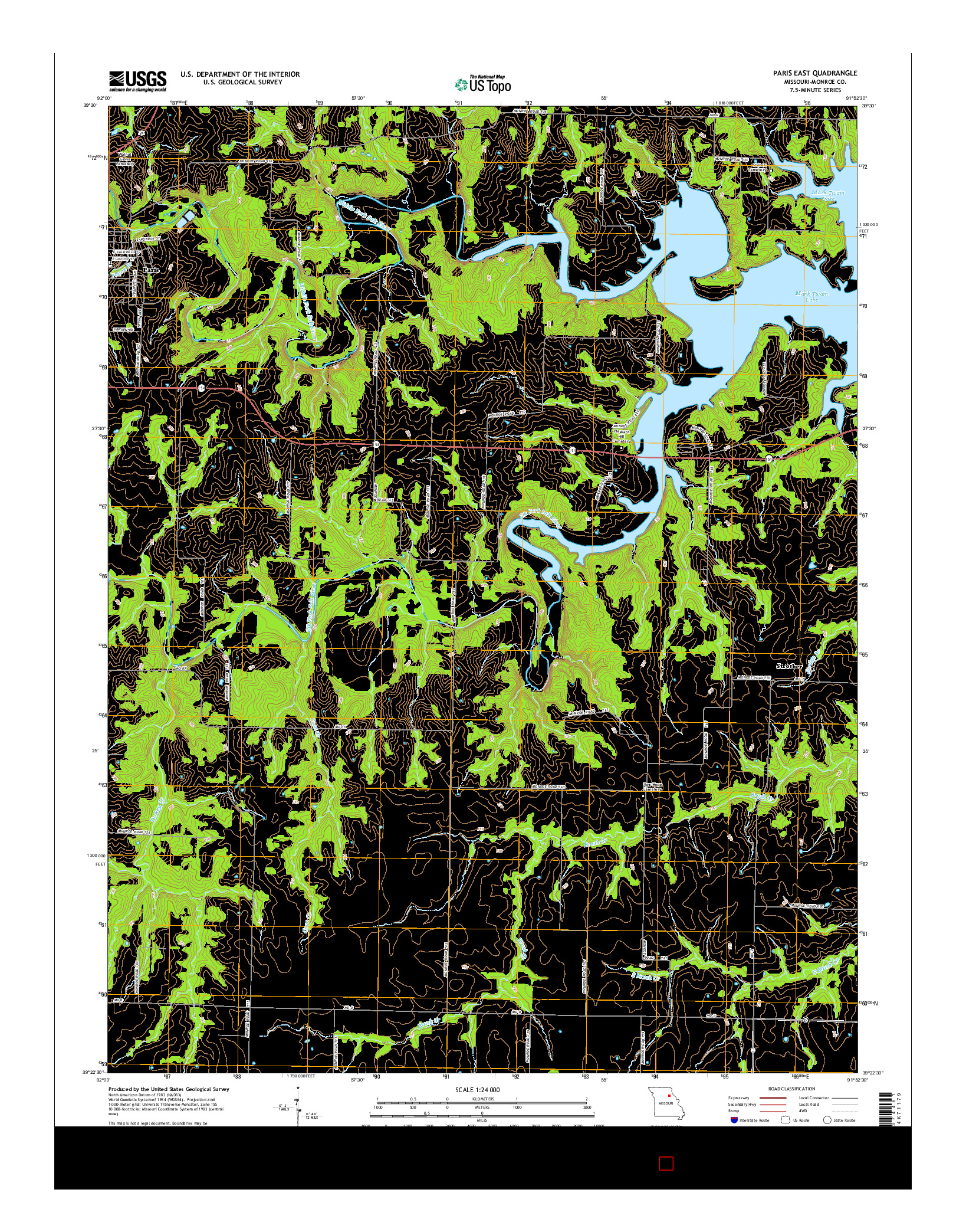 USGS US TOPO 7.5-MINUTE MAP FOR PARIS EAST, MO 2015