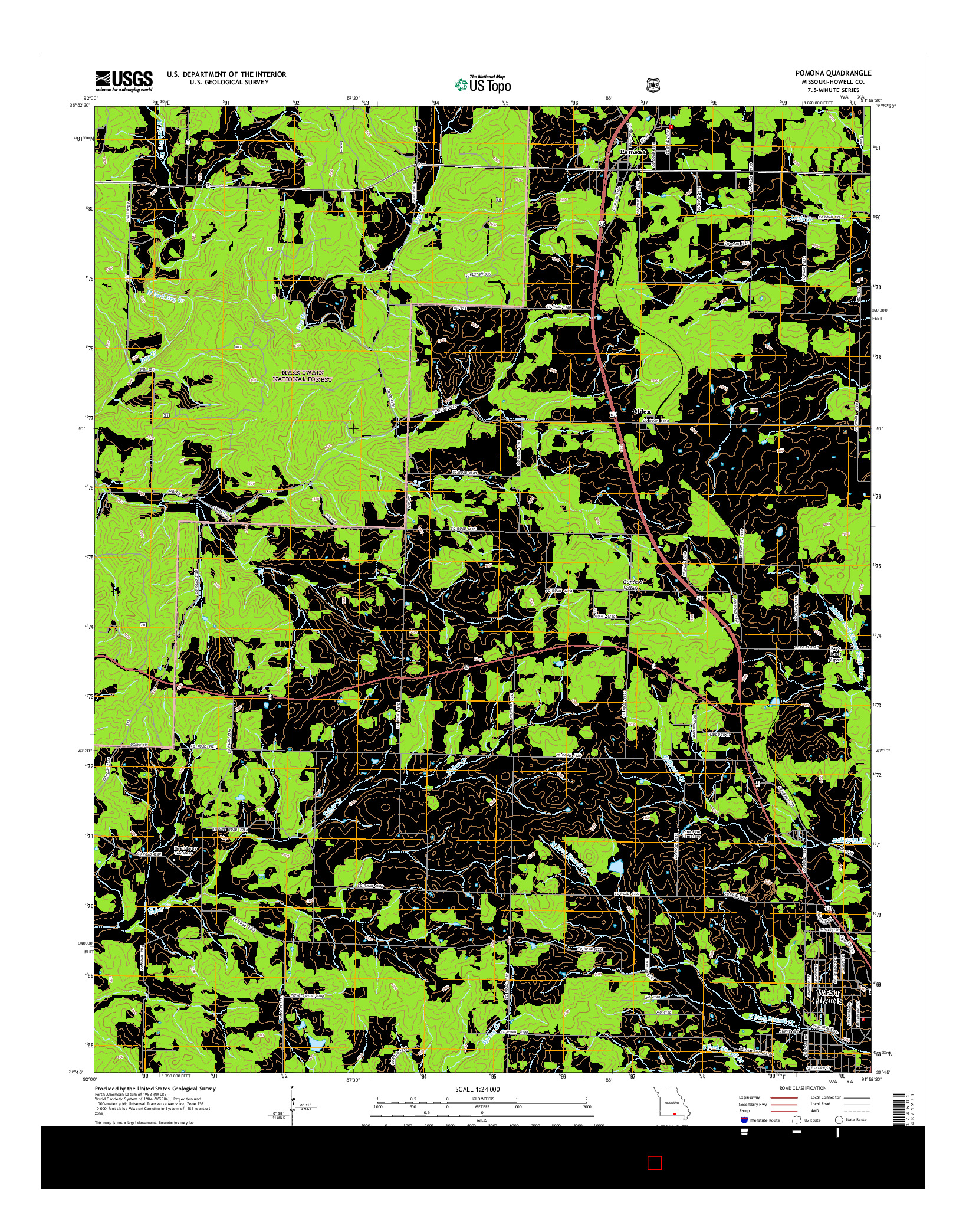 USGS US TOPO 7.5-MINUTE MAP FOR POMONA, MO 2015