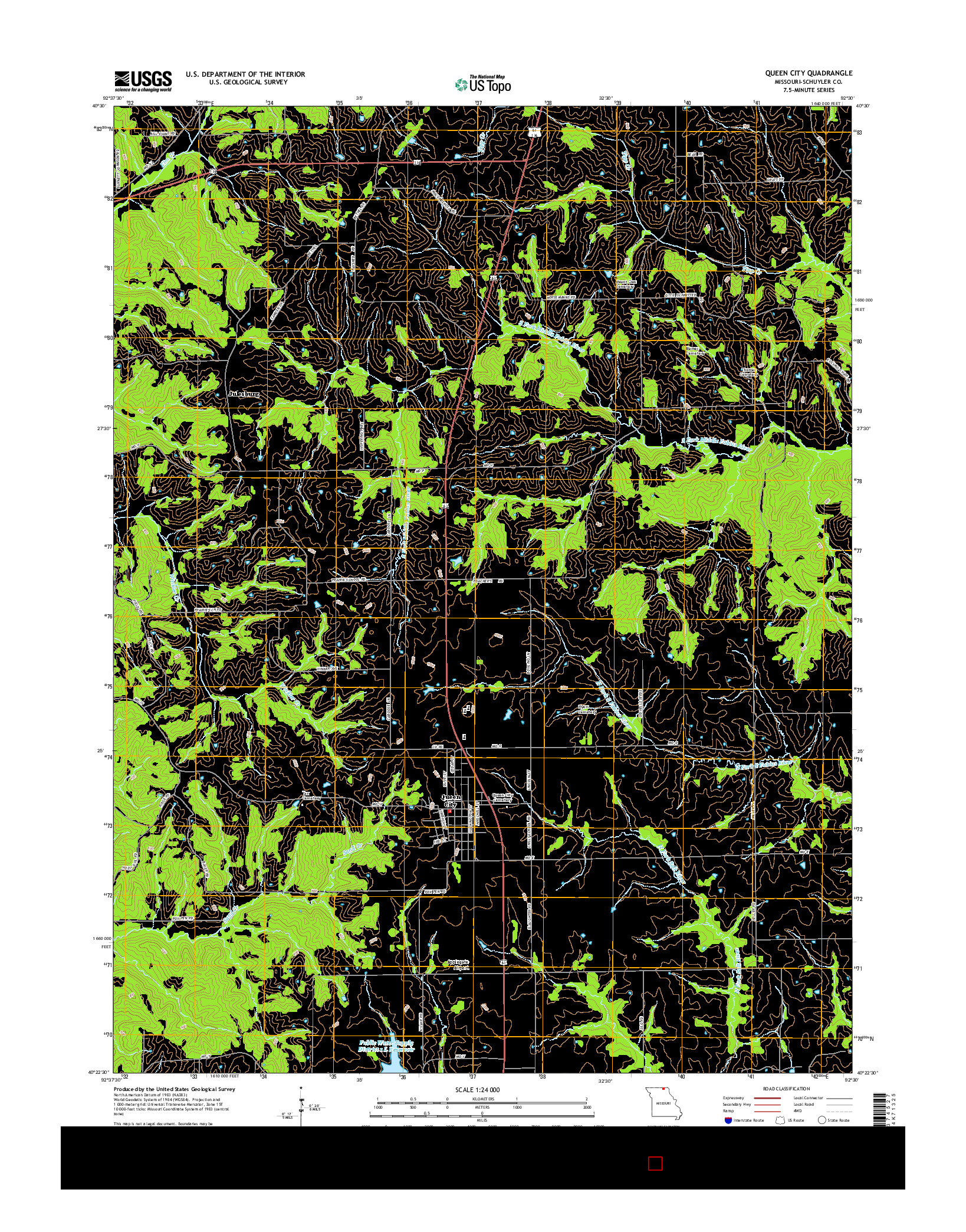 USGS US TOPO 7.5-MINUTE MAP FOR QUEEN CITY, MO 2015