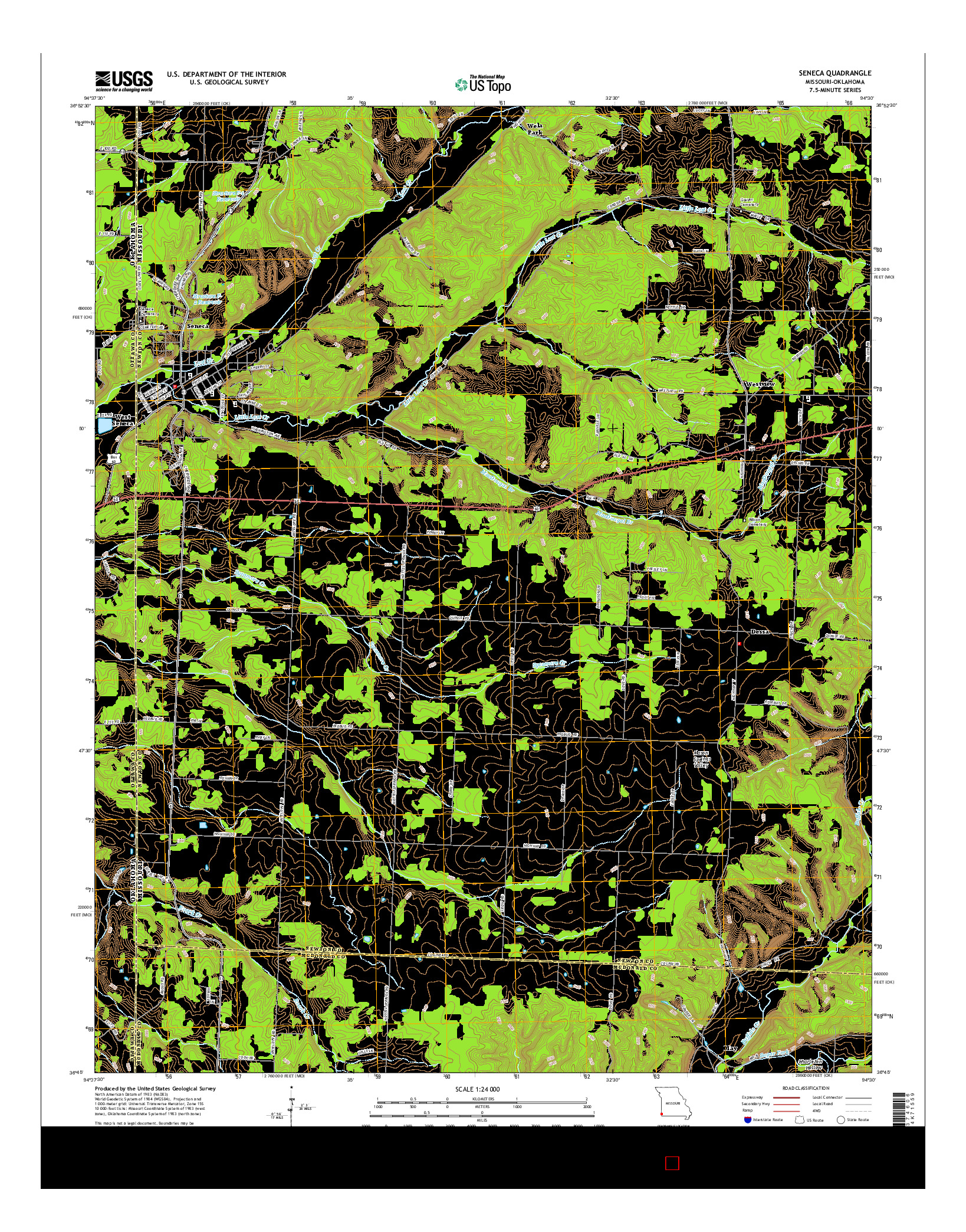 USGS US TOPO 7.5-MINUTE MAP FOR SENECA, MO-OK 2015