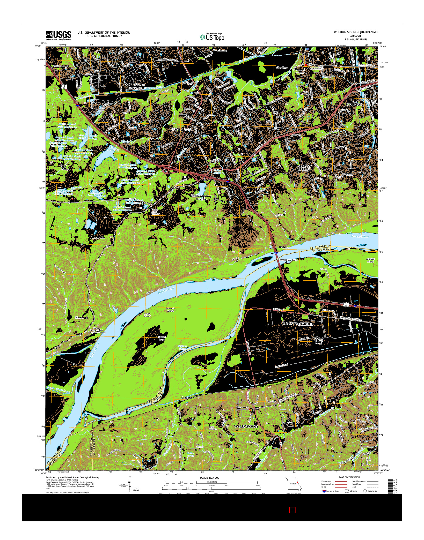 USGS US TOPO 7.5-MINUTE MAP FOR WELDON SPRING, MO 2015