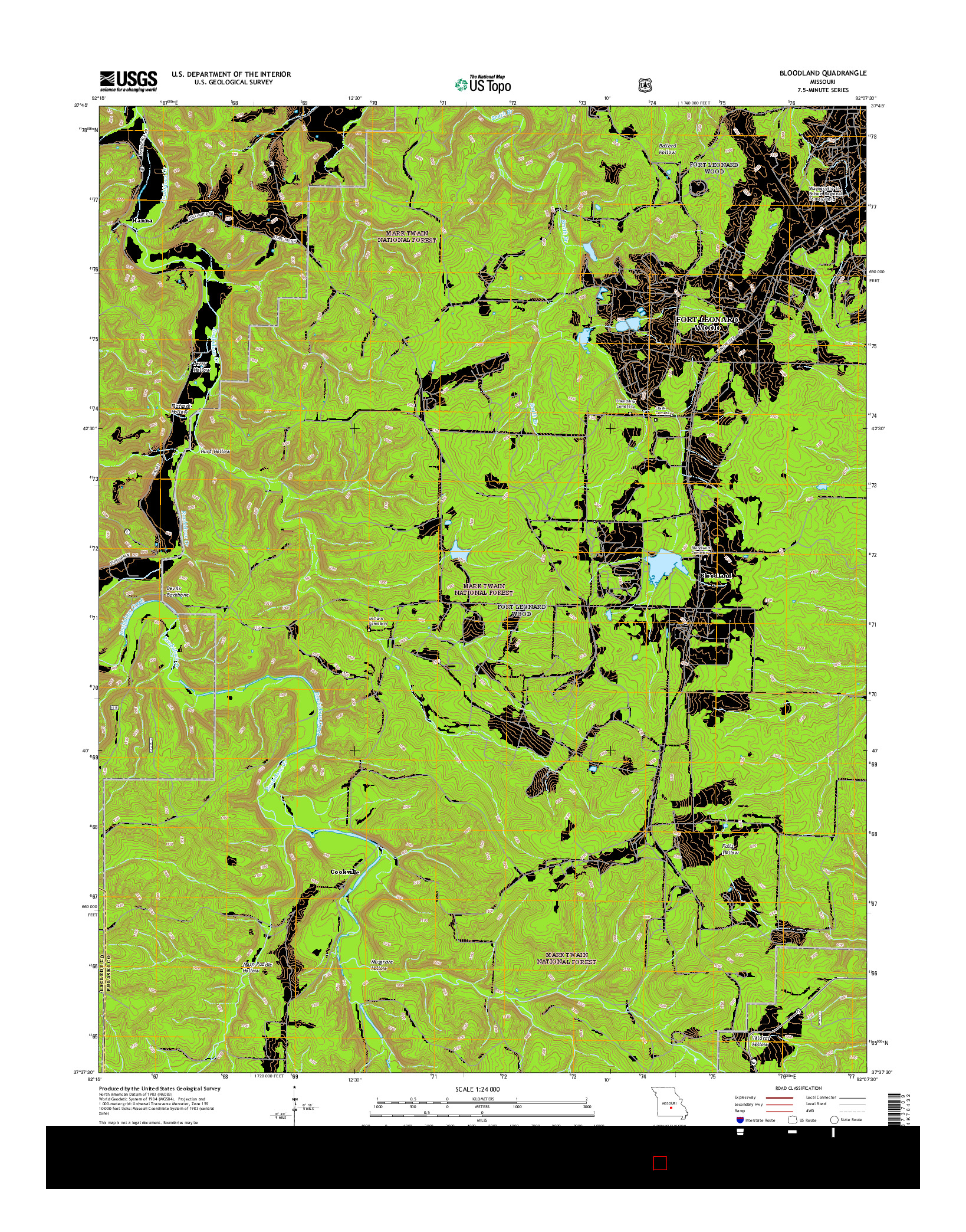 USGS US TOPO 7.5-MINUTE MAP FOR BLOODLAND, MO 2015