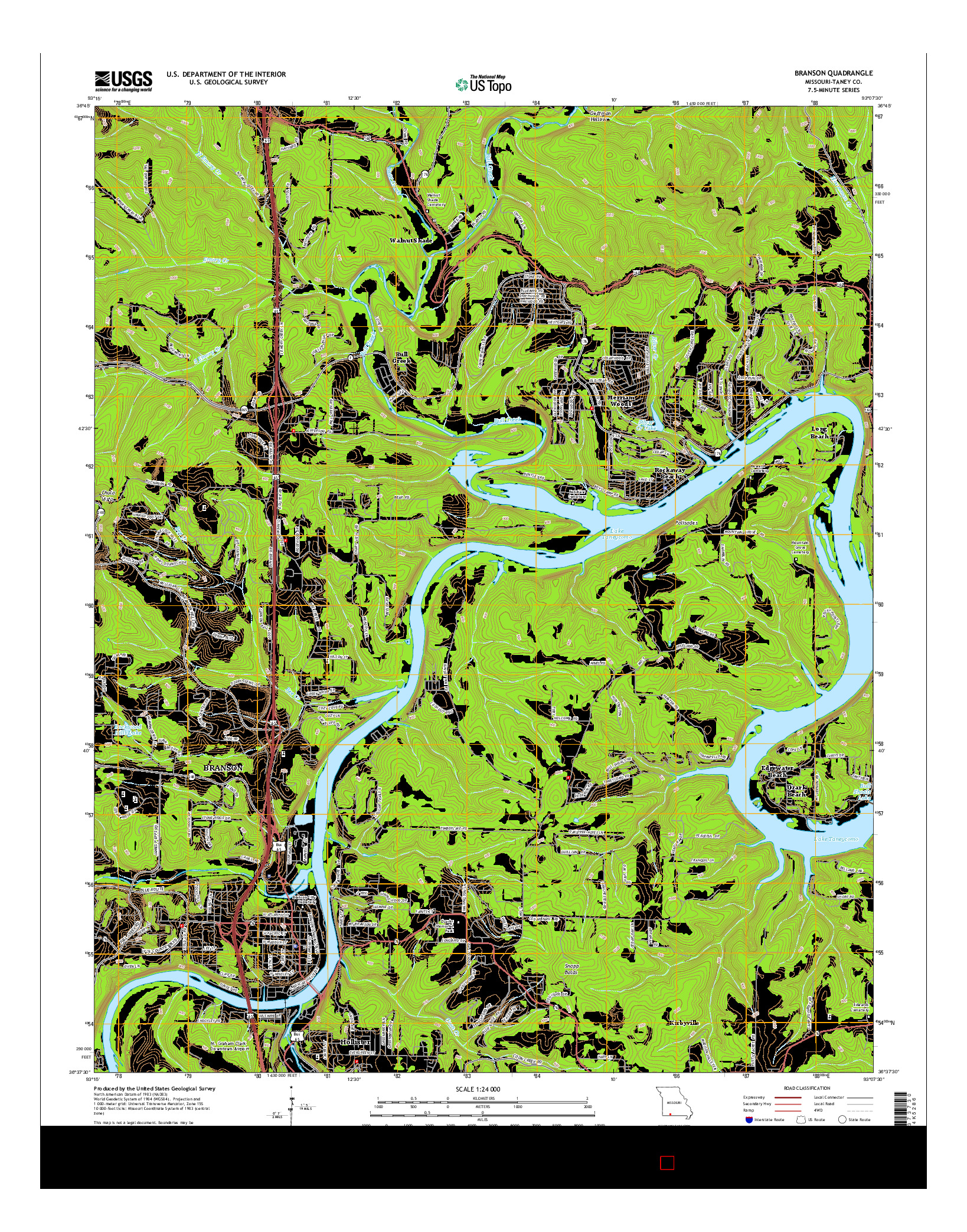 USGS US TOPO 7.5-MINUTE MAP FOR BRANSON, MO 2015