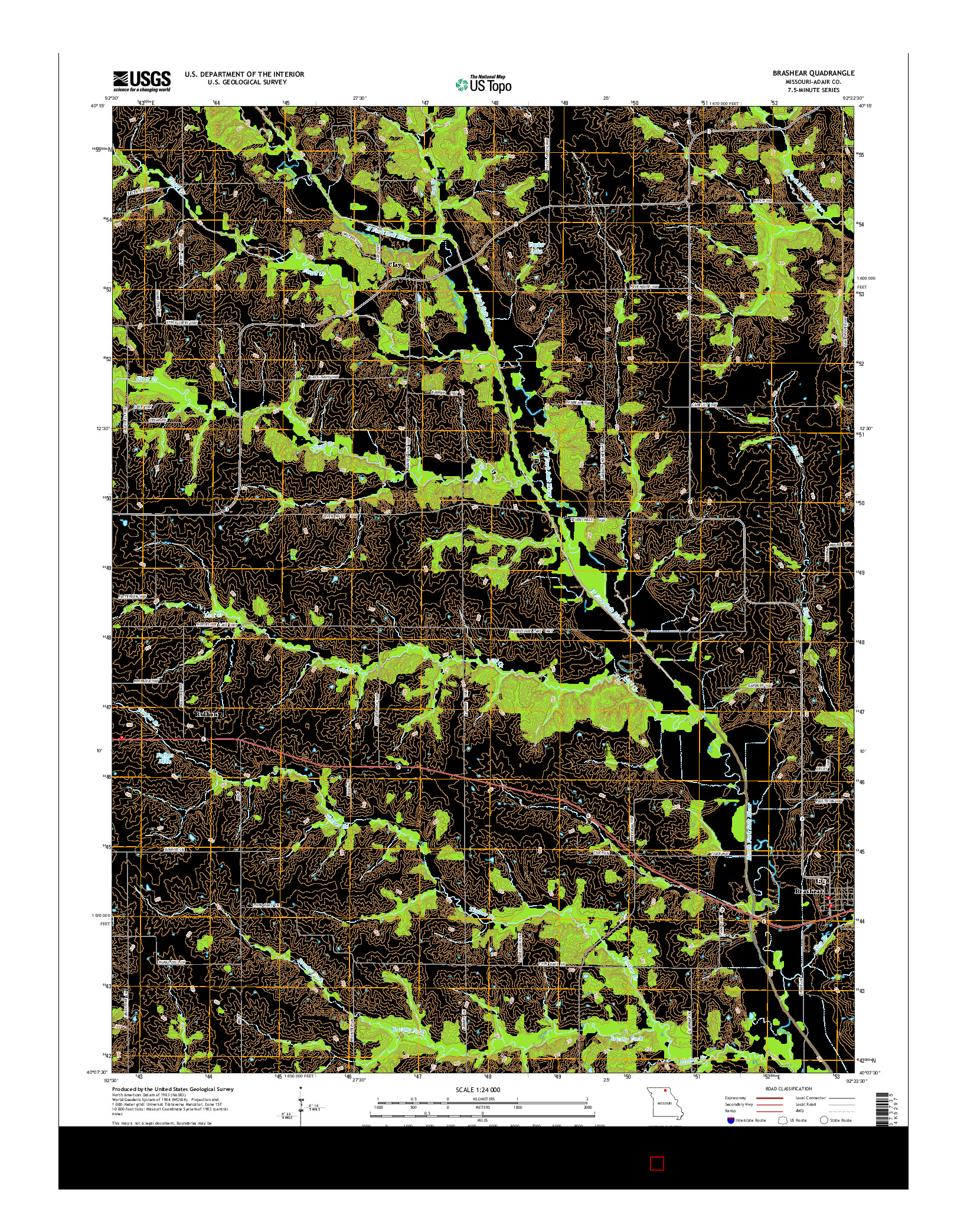 USGS US TOPO 7.5-MINUTE MAP FOR BRASHEAR, MO 2015