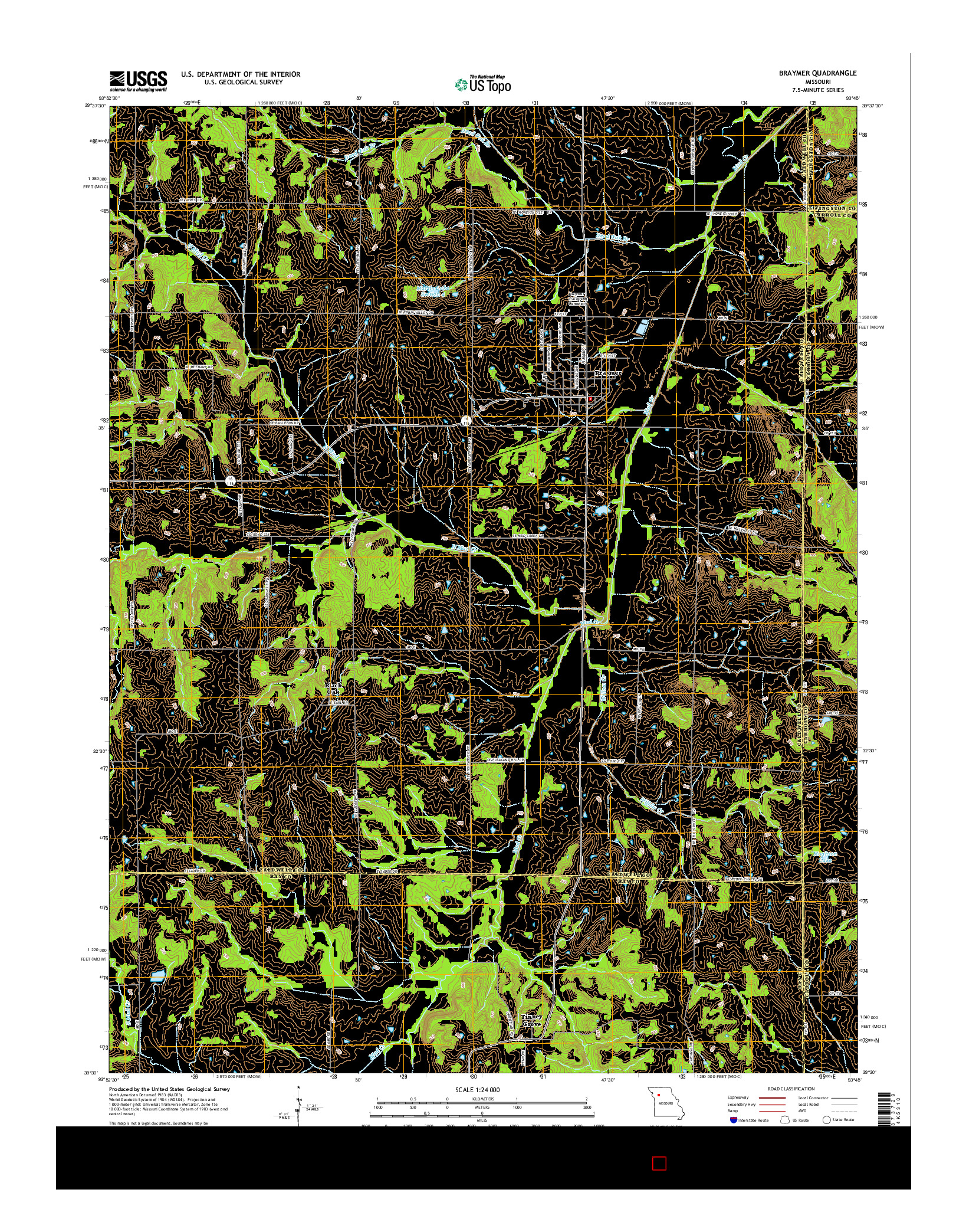 USGS US TOPO 7.5-MINUTE MAP FOR BRAYMER, MO 2015